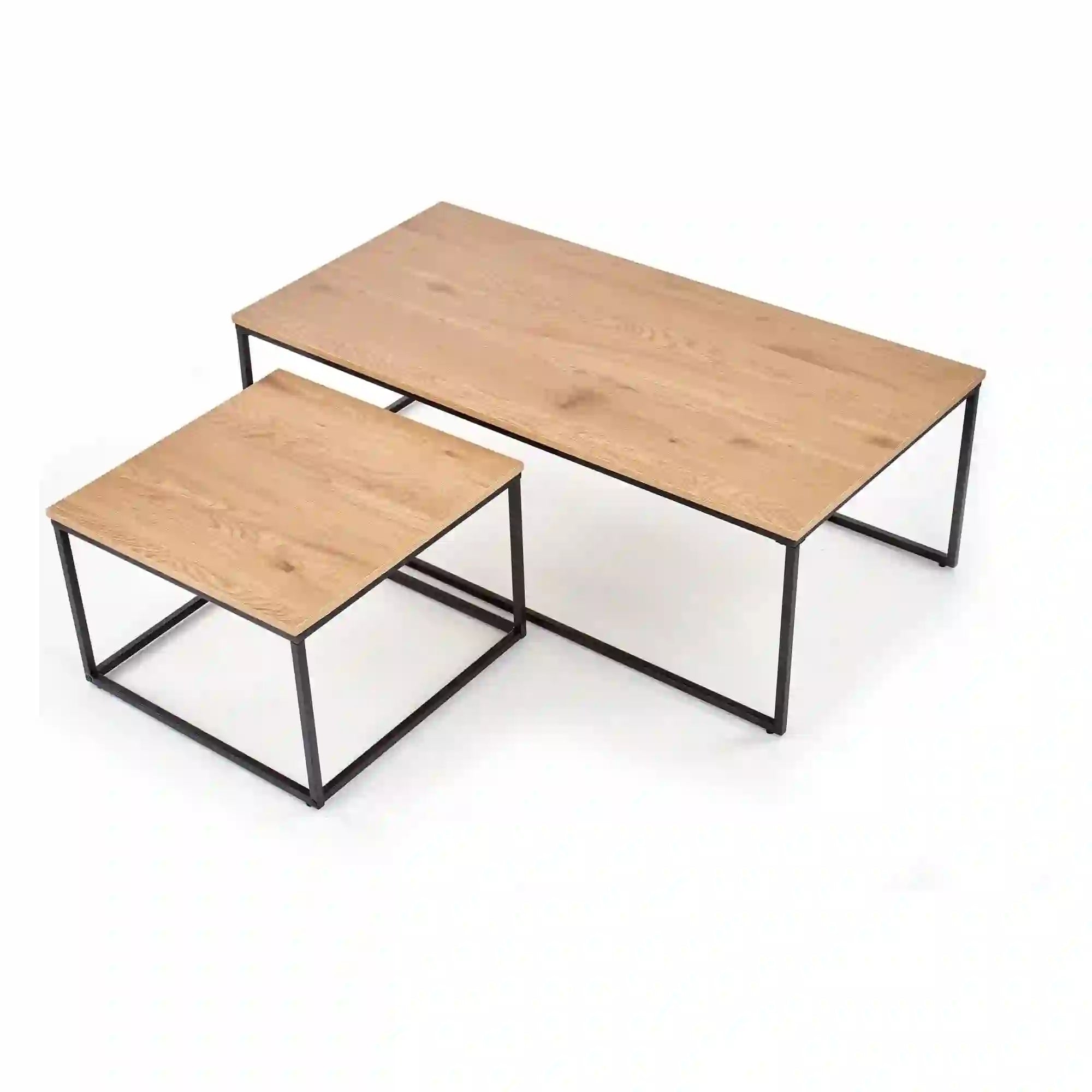 Set 2 masute cafea HOUSTON OCN-37119, stejar auriu/negru