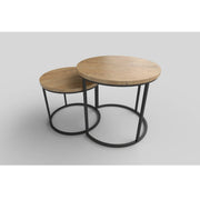 Set 2 masute cafea HOUSTON OCN-37120, stejar auriu/negru