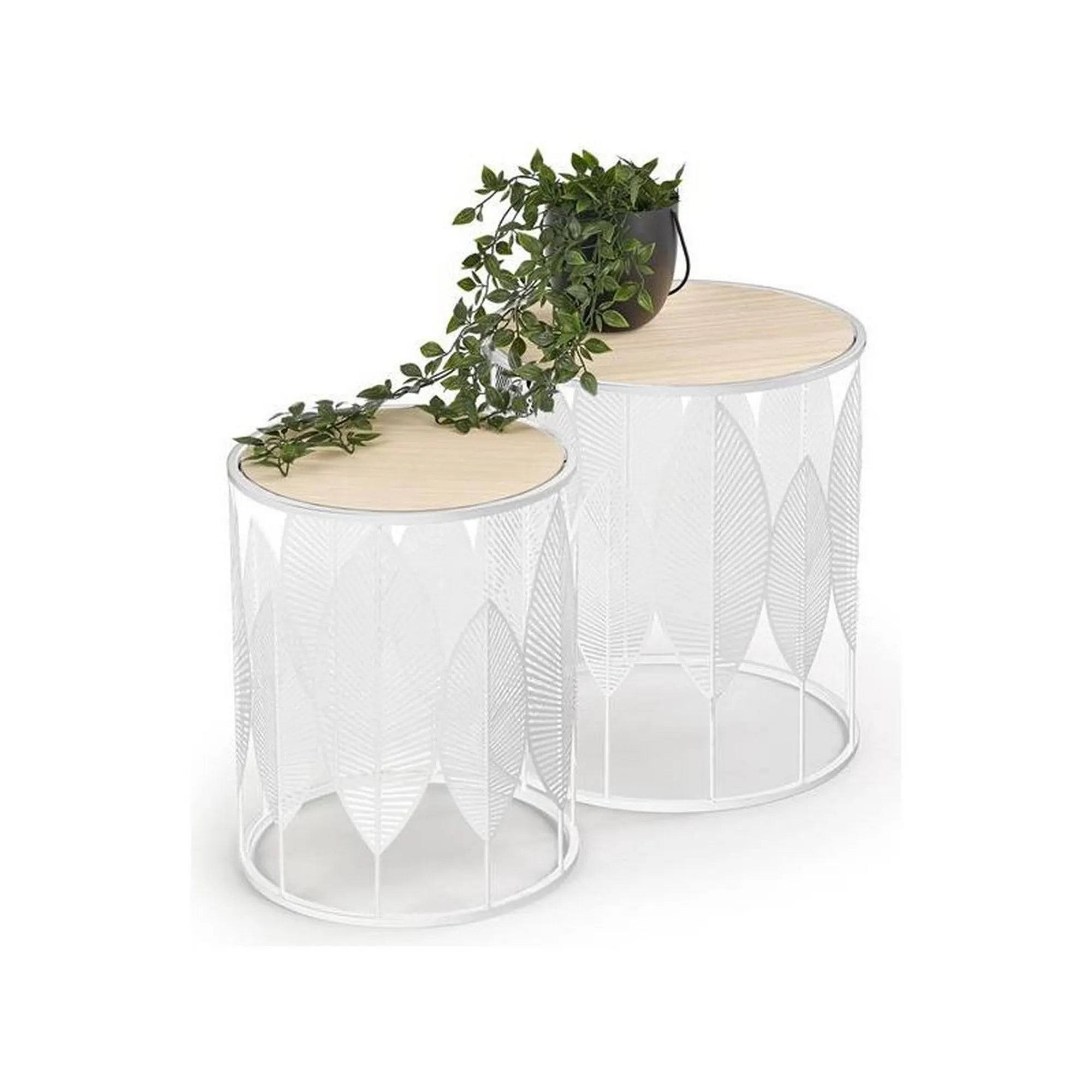 Set 2 masute cafea HOUSTON OCN-37173, stejar alb/alb