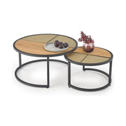 Set 2 masute cafea HOUSTON OCN-37231, stejar auriu/negru