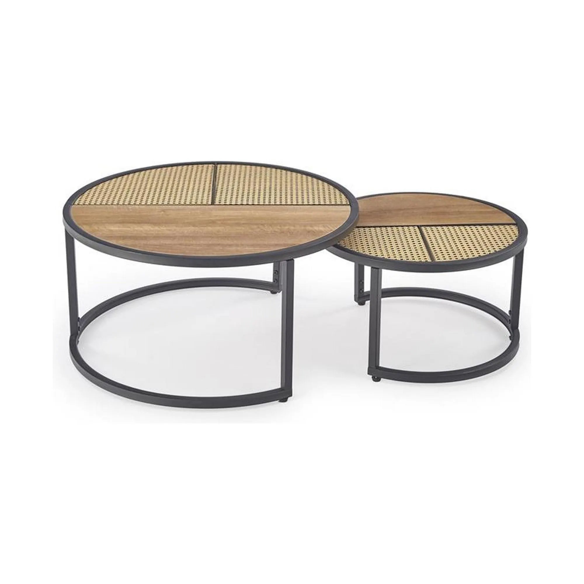 Set 2 masute cafea HOUSTON OCN-37231, stejar auriu/negru