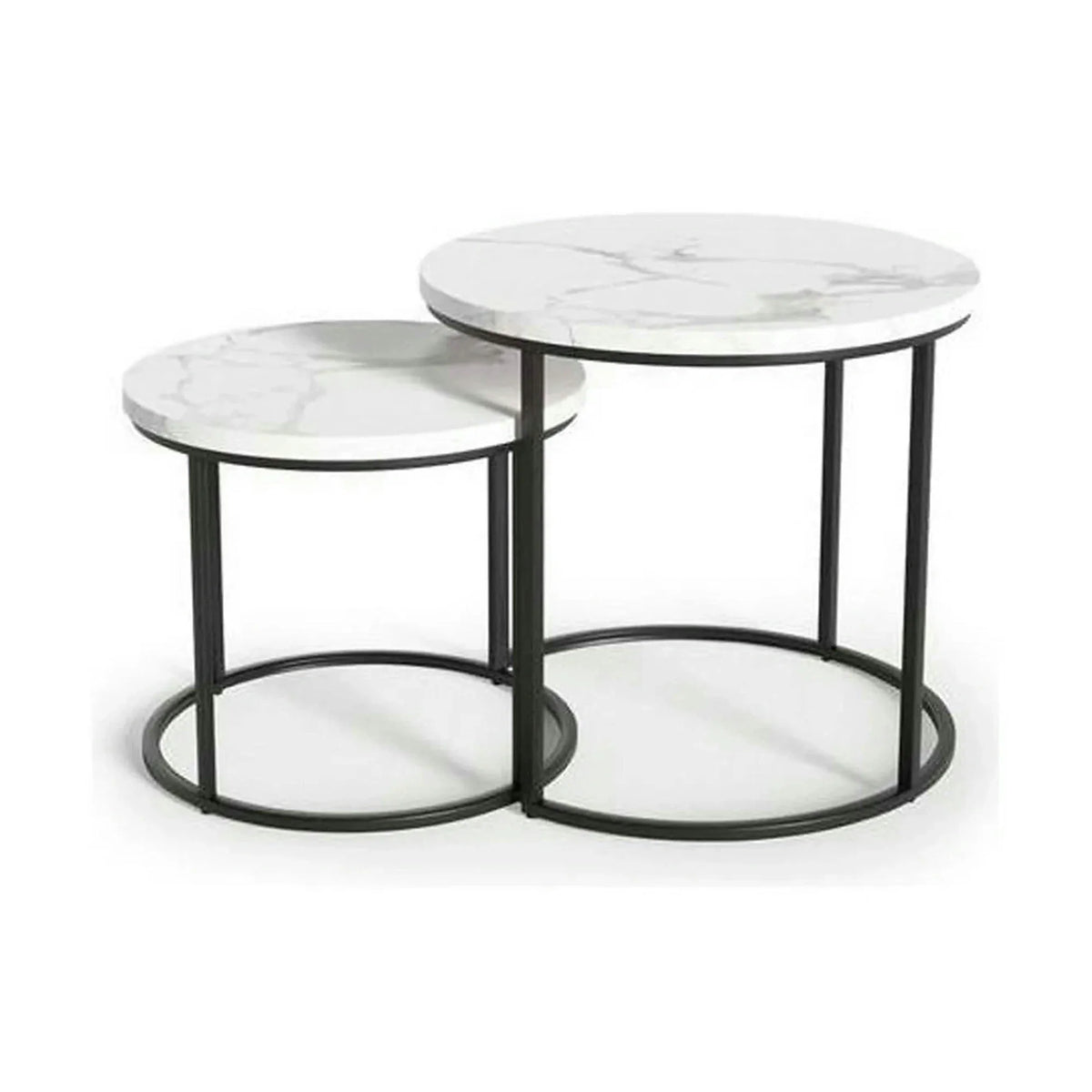 Set 2 masute cafea OREO, alb cu efect de marmura/negru