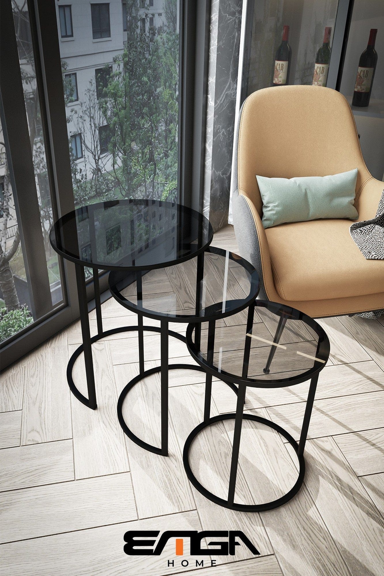 Set 3 masute AMSTERDAM OCN-31681, negru