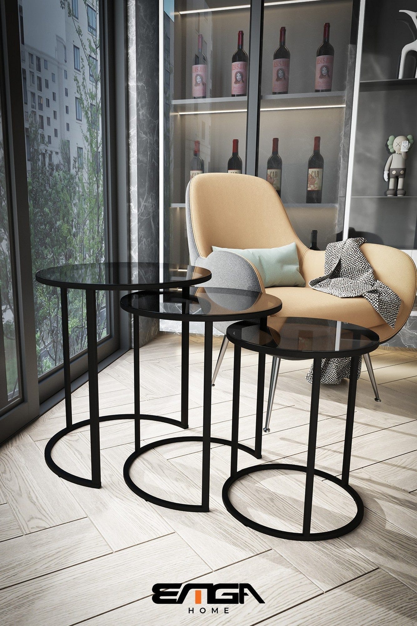 Set 3 masute AMSTERDAM OCN-31681, negru