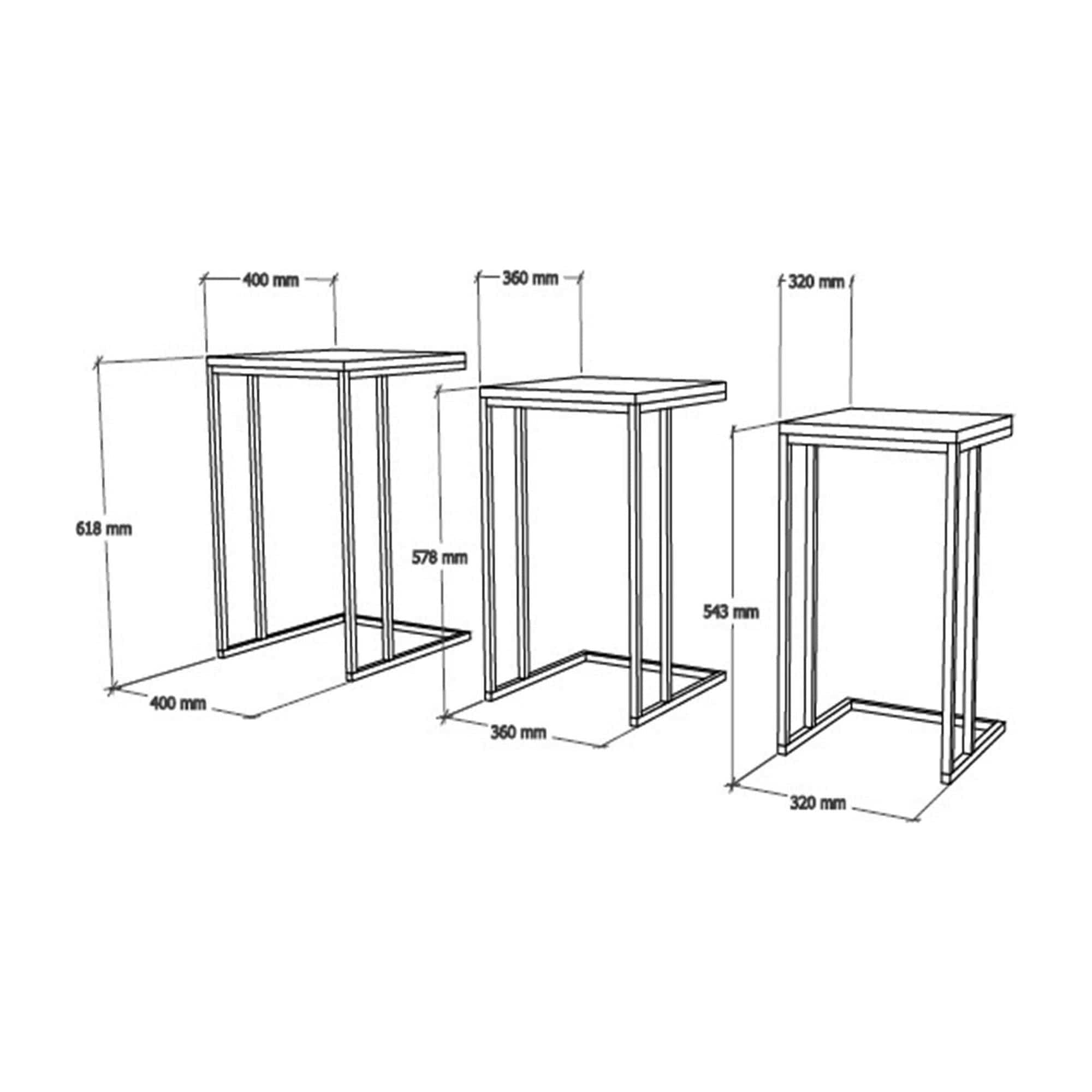 Set 3 masute AMSTERDAM OCN-31707, nuc/negru
