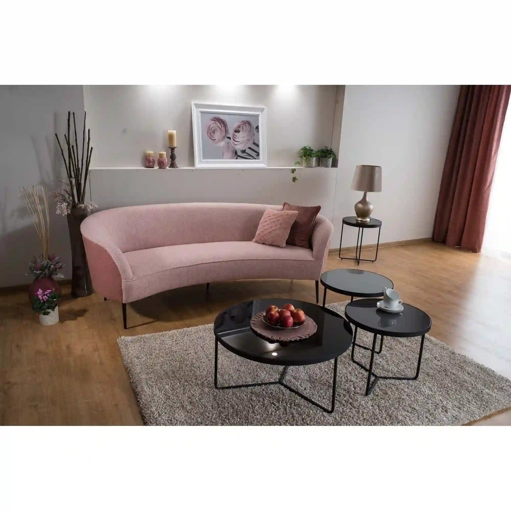 Set 3 masute cafea DETROIT OCN-39163, negru/gri deschis