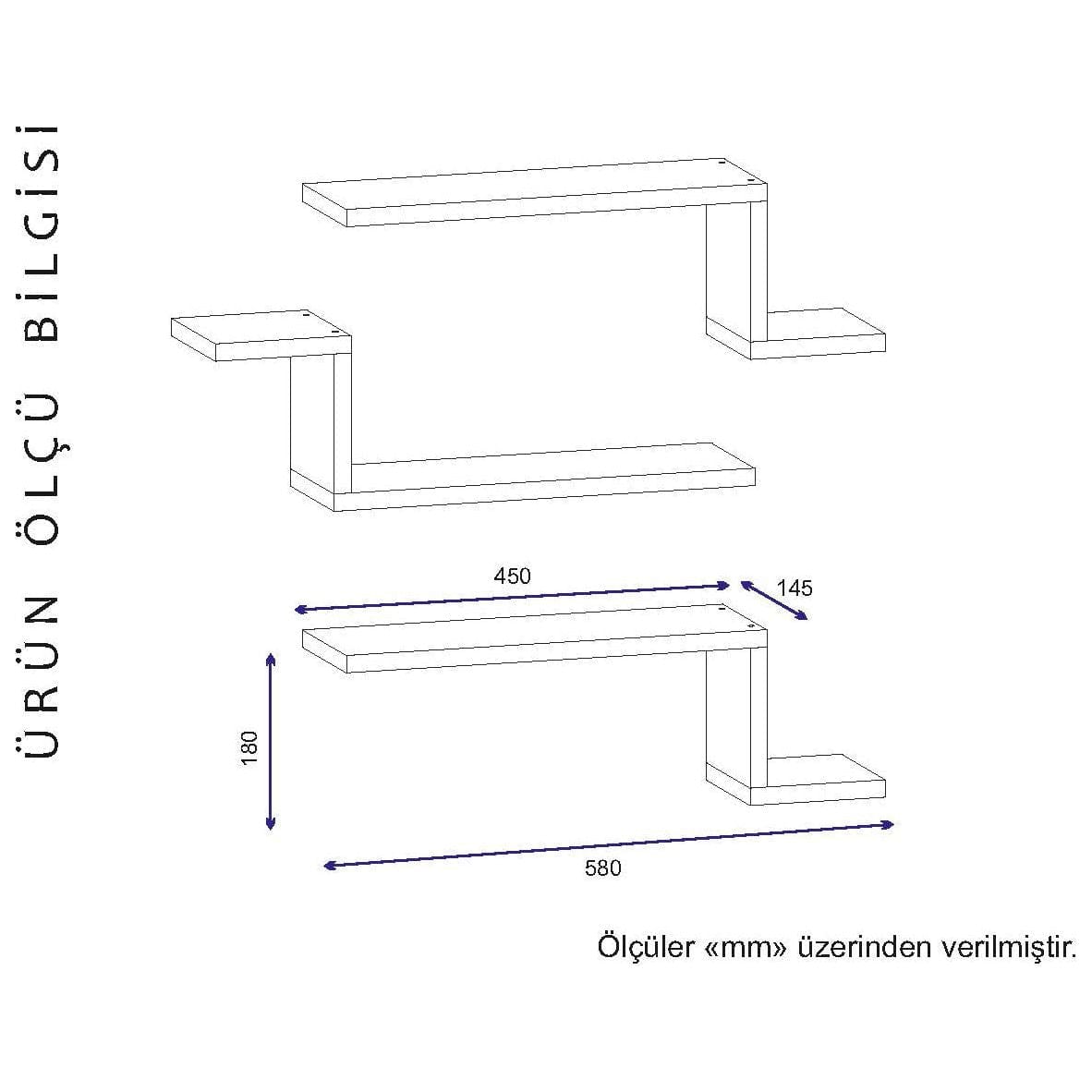 Set 3 rafturi AMSTERDAM OCN-30886, alb