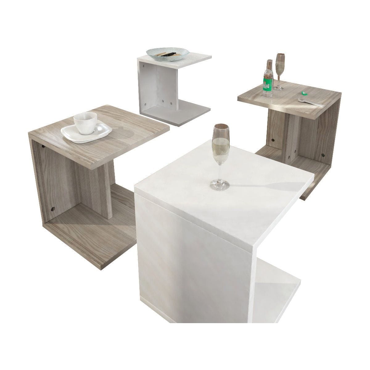 Set 4 masute AMSTERDAM OCN-31653, alb/stejar