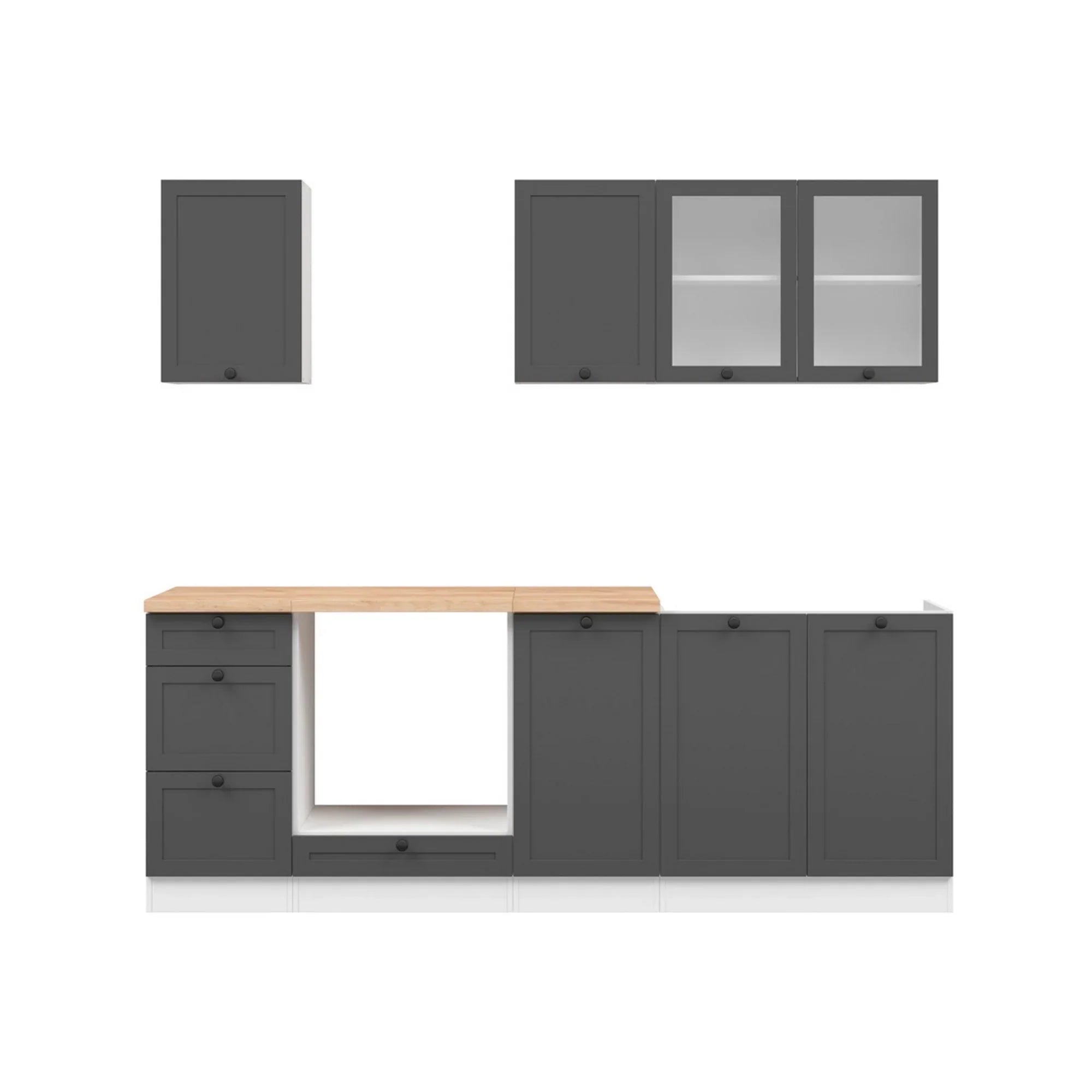 Set bucatarie BERGEN OCN-29855, gri grafit/alb