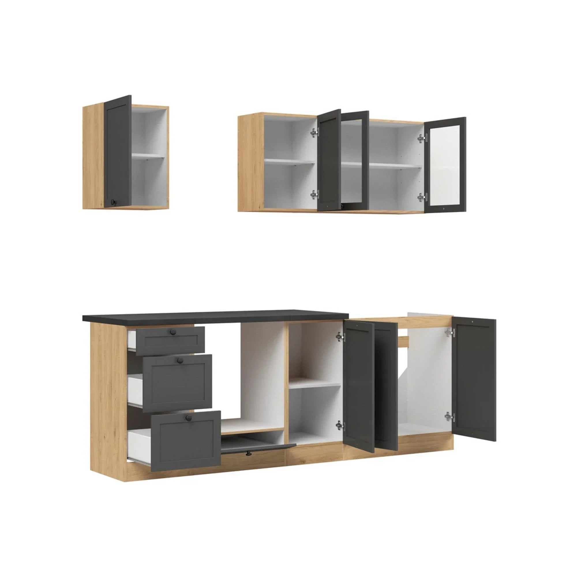 Set bucatarie BERGEN OCN-29858, gri grafit/stejar