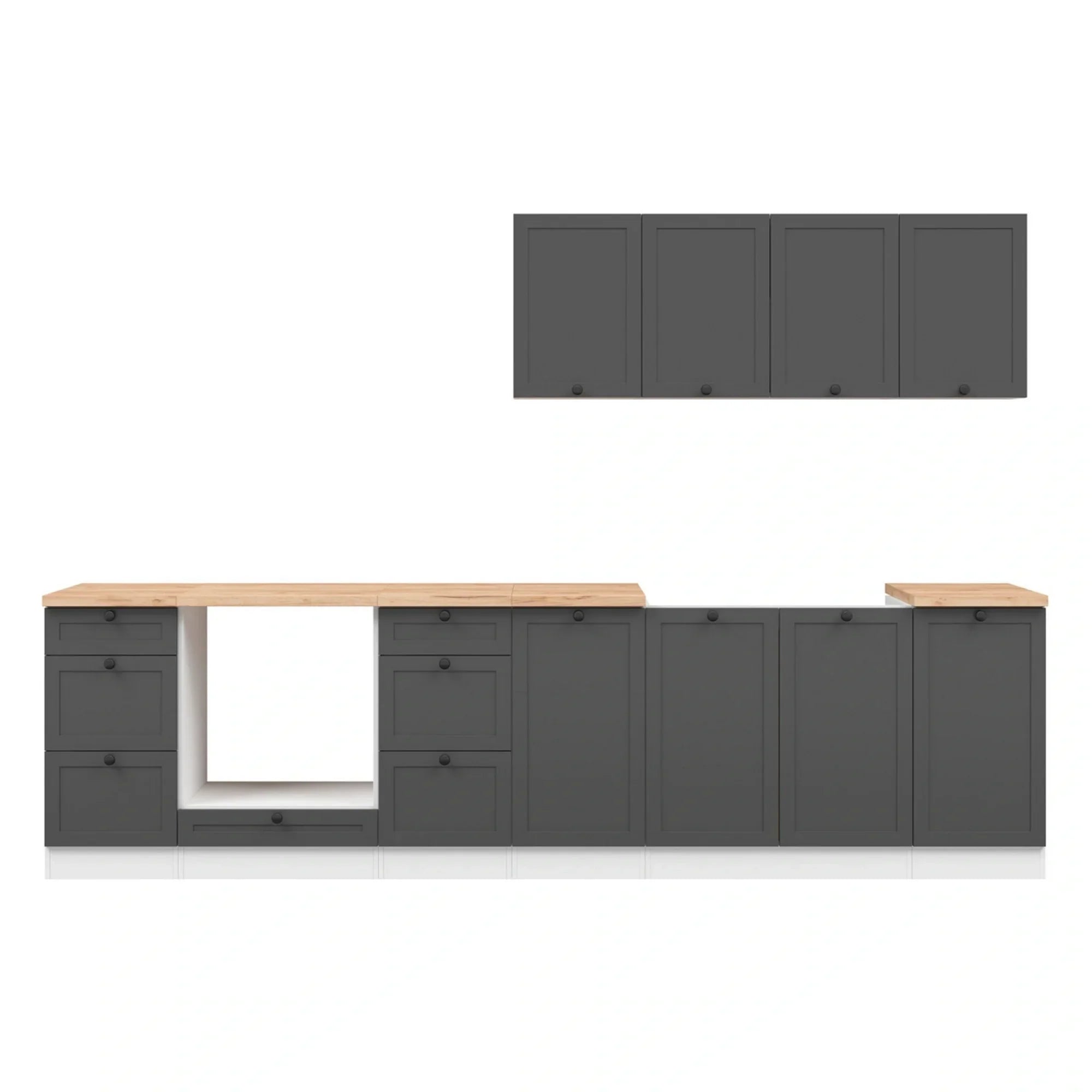 Set bucatarie BERGEN OCN-29879, gri grafit/alb