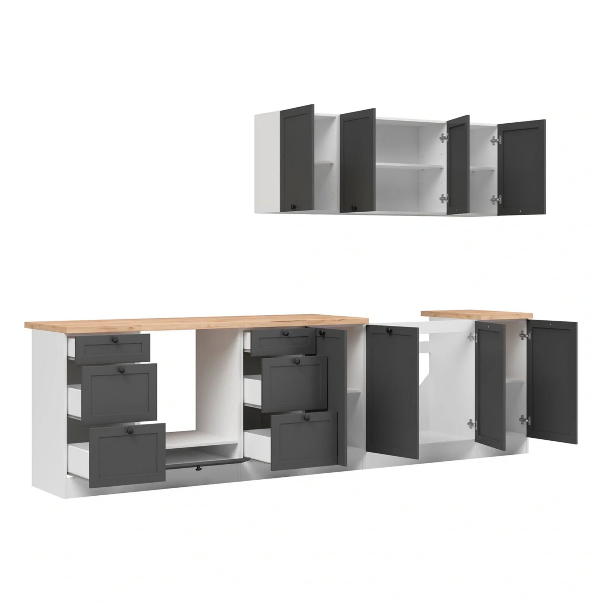 Set bucatarie BERGEN OCN-29879, gri grafit/alb