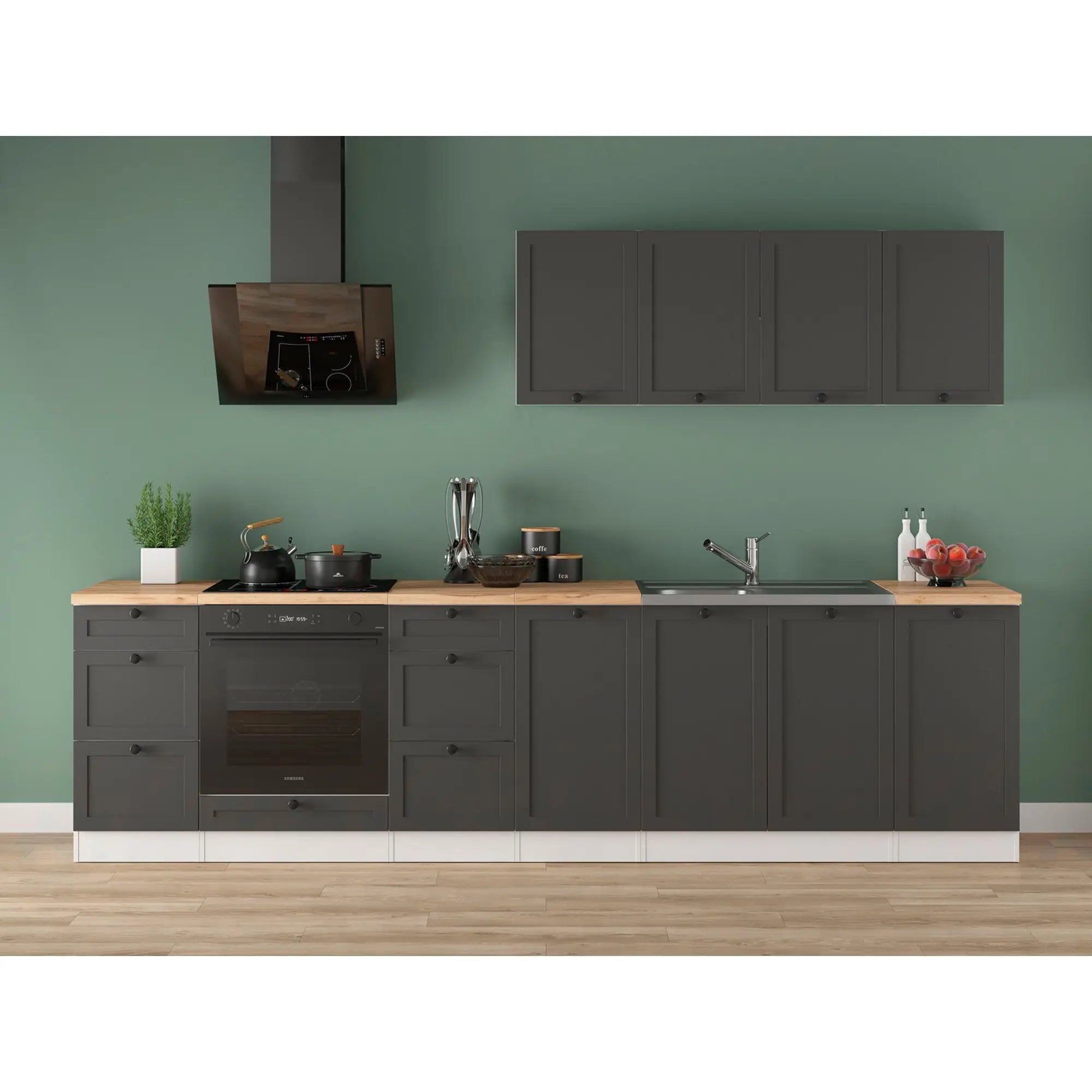 Set bucatarie BERGEN OCN-29879, gri grafit/alb