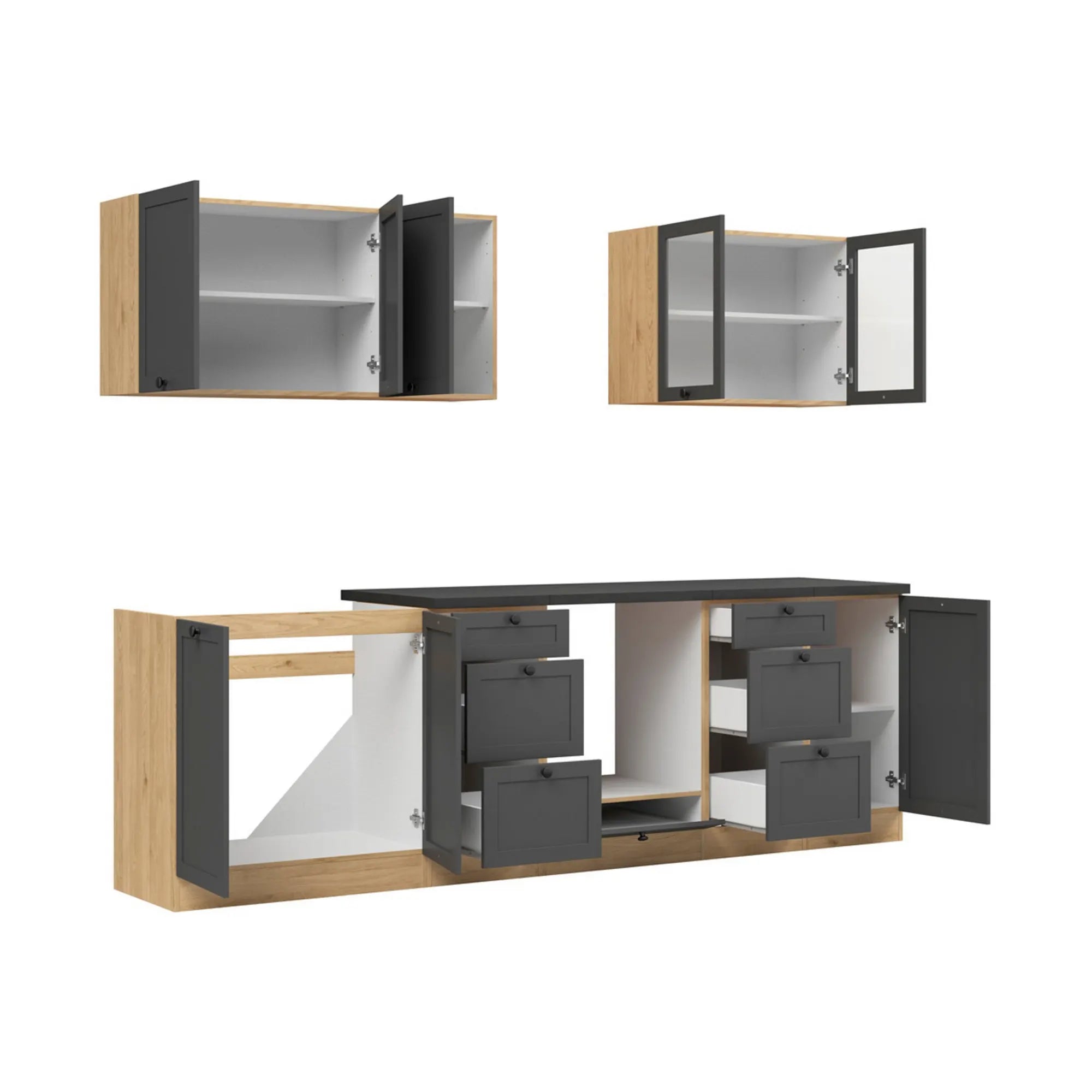 Set bucatarie BERGEN OCN-29881, gri grafit/stejar