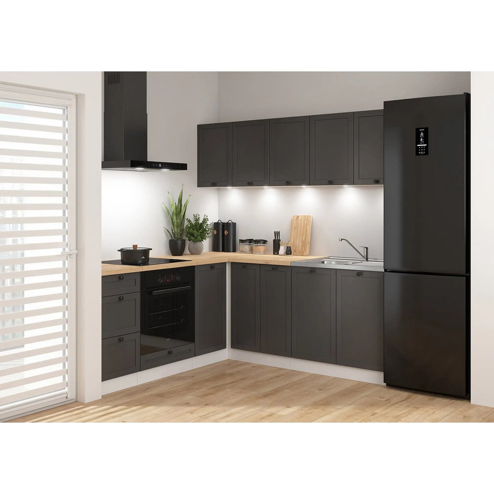 Set bucatarie BERGEN OCN-29888, gri grafit/alb