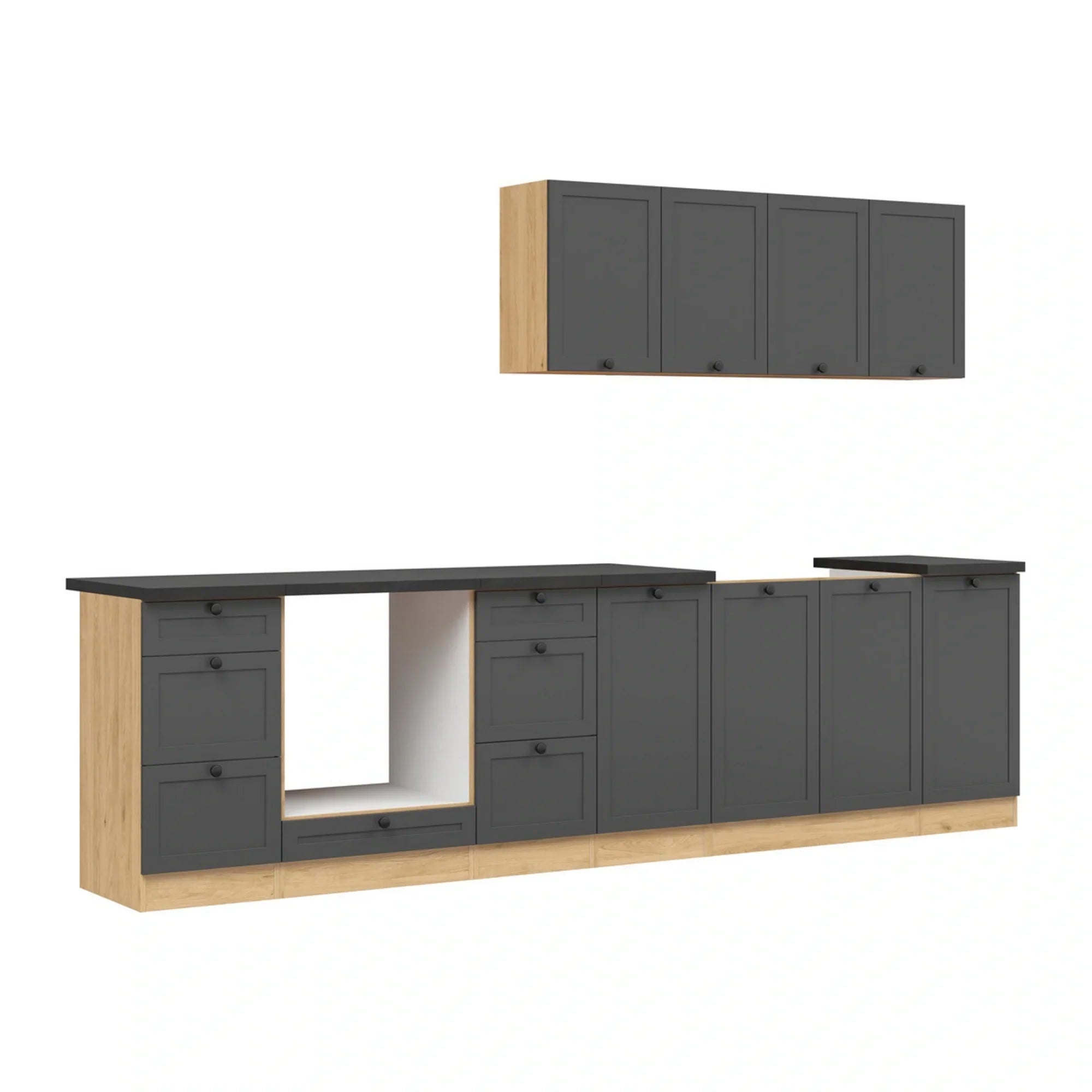 Set bucatarie BERGEN OCN-29890, gri grafit/stejar