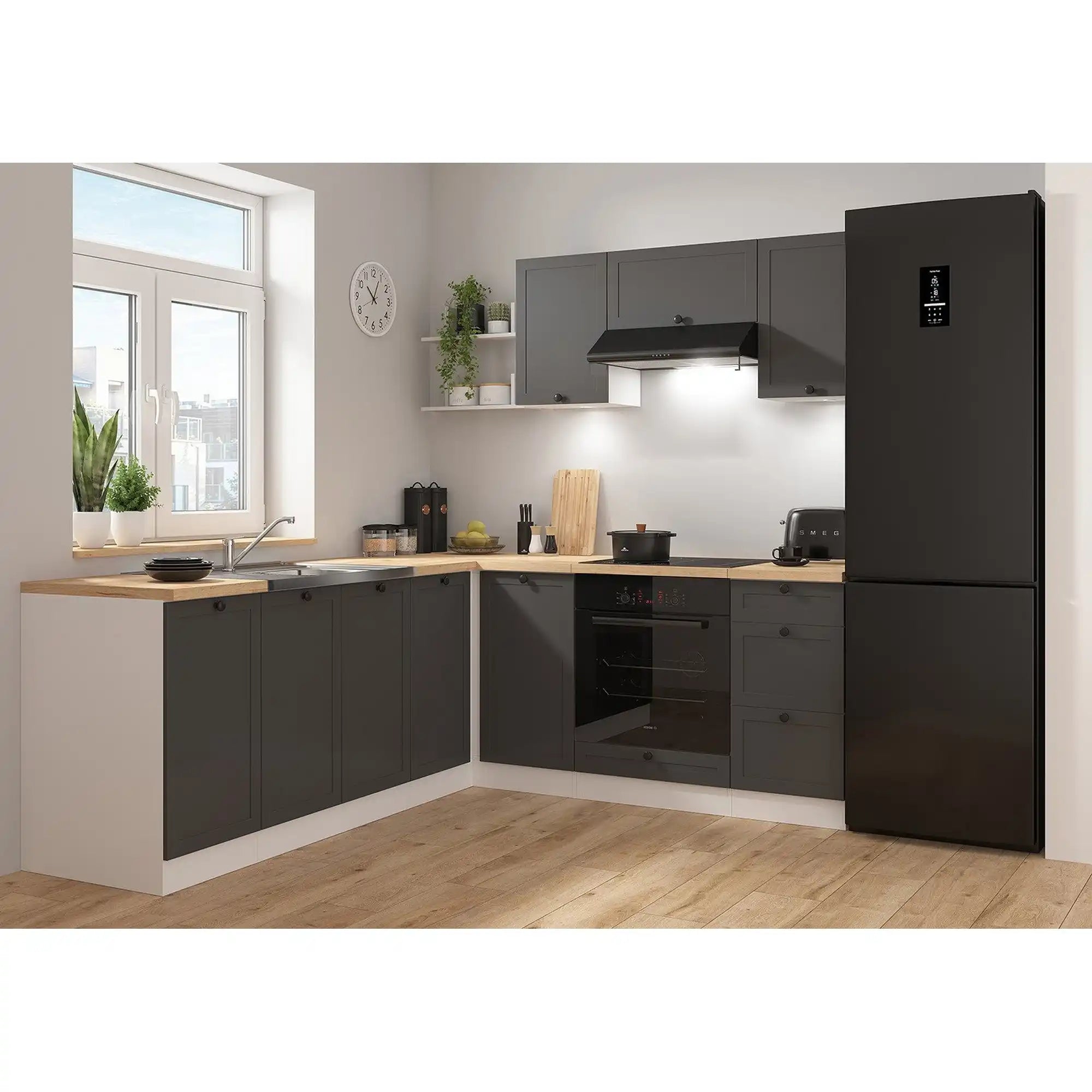 Set bucatarie BERGEN OCN-29891, gri grafit/alb