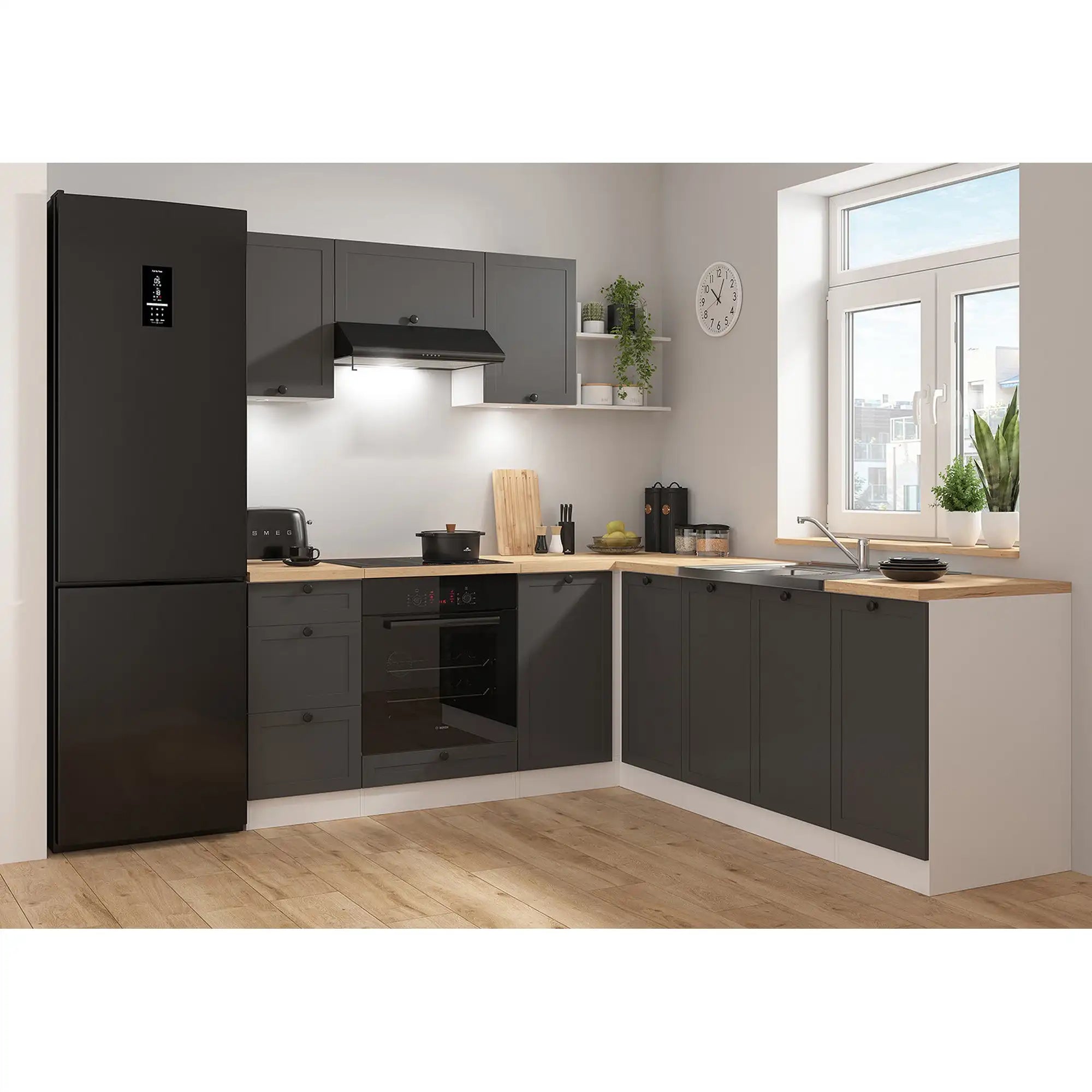 Set bucatarie BERGEN OCN-29891, gri grafit/alb