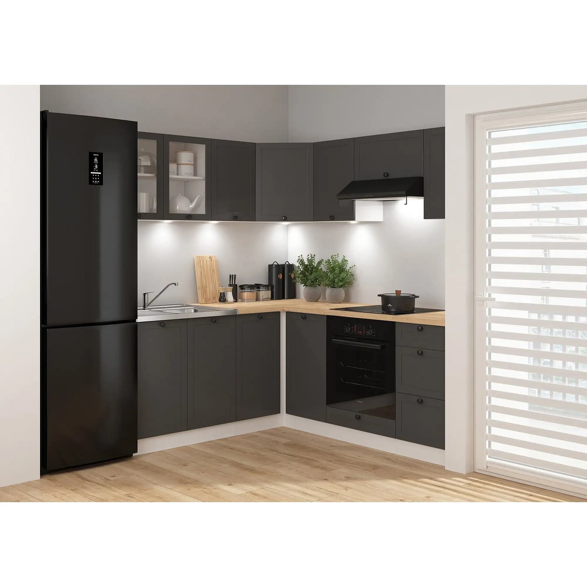 Set bucatarie BERGEN OCN-29905, gri grafit/alb