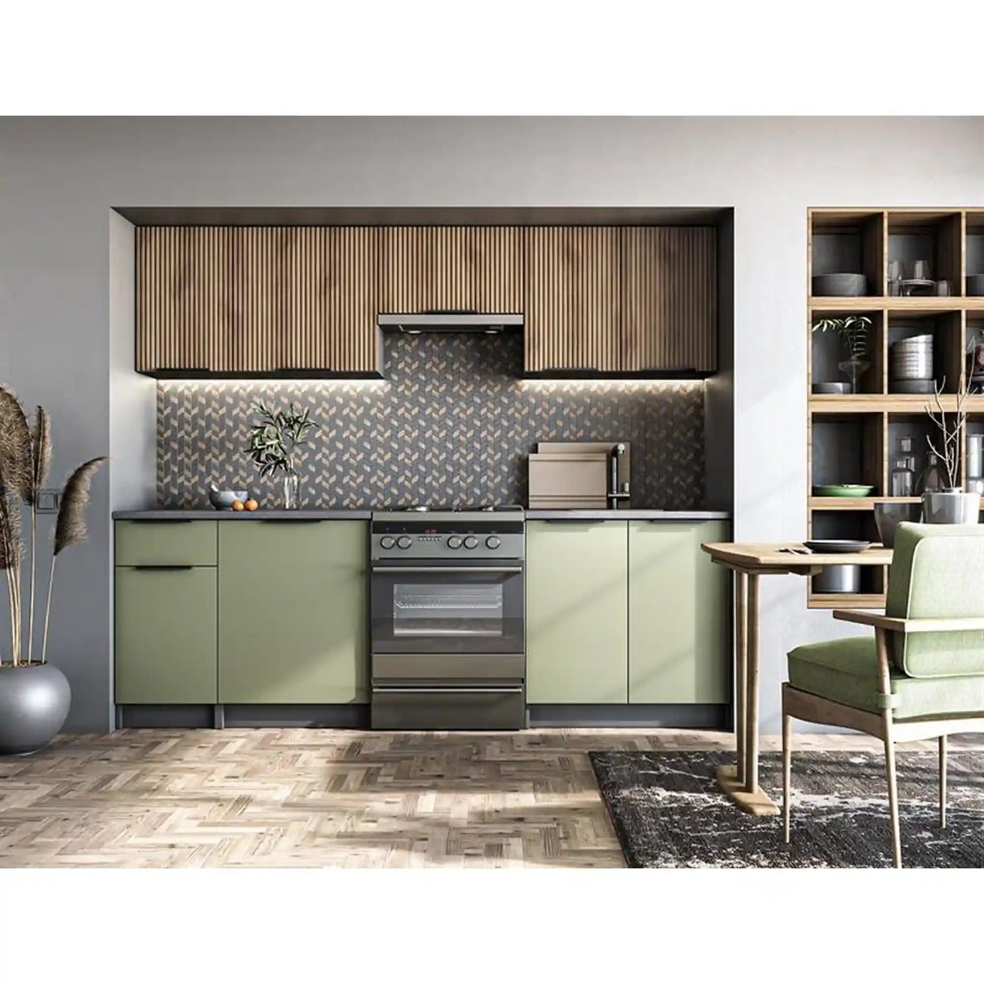 Set bucatarie HOUSTON OCN-38191, nuc/verde/gri antracit