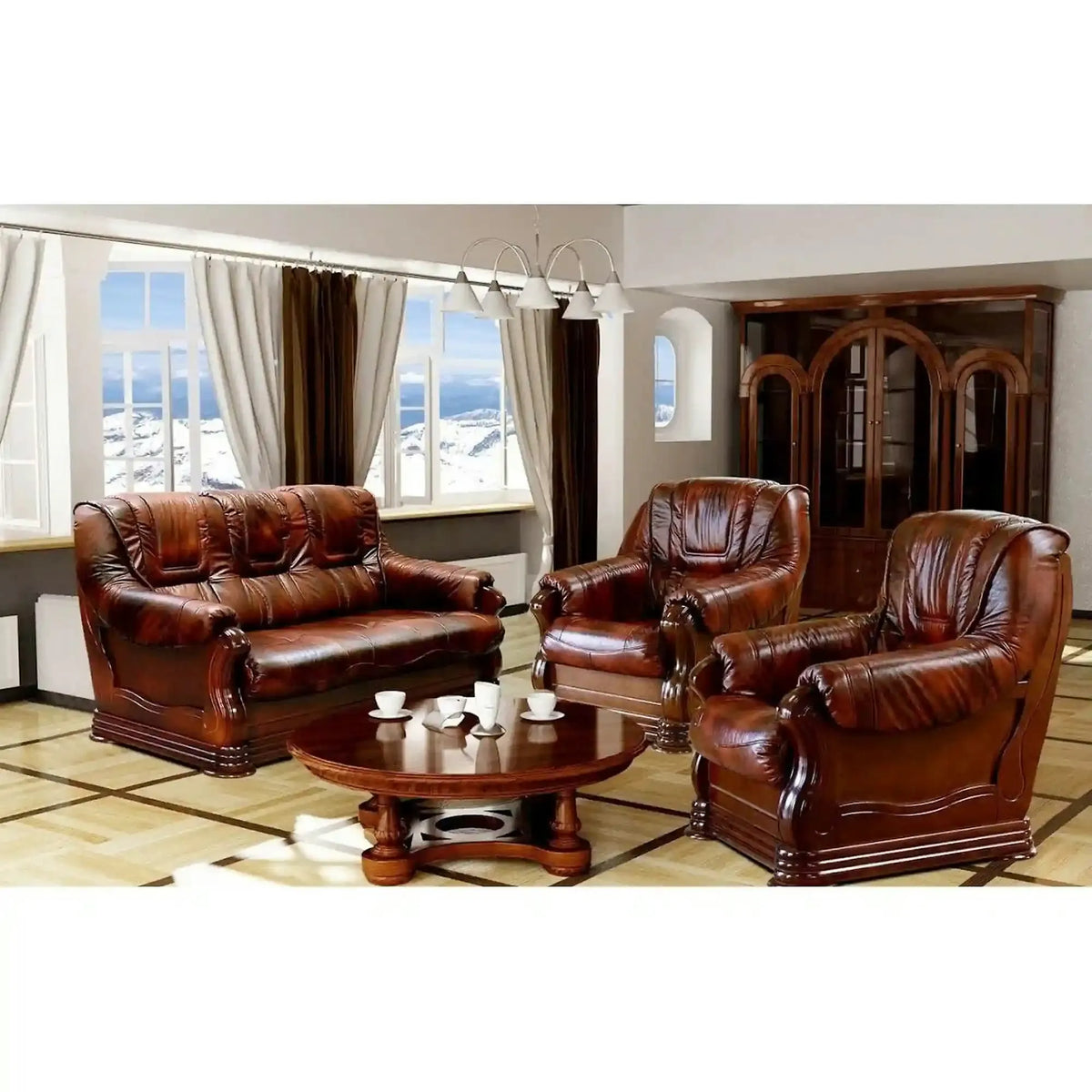Set canapea si fotolii piele naturala PARMA 311 (canapea extensibila 3 locuri, doua fotolii fixe)
