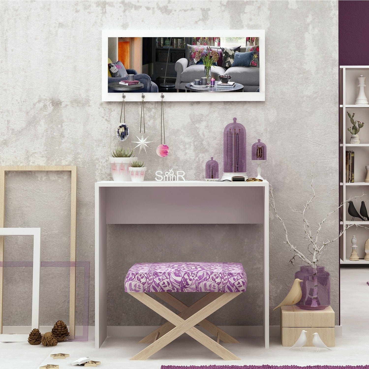 Set consola si oglinda AMSTERDAM OCN-33934, alb