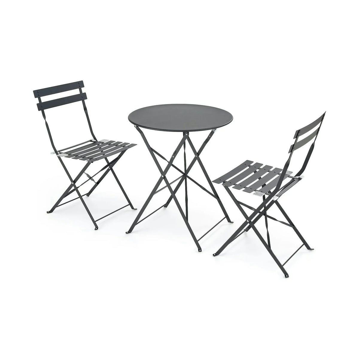 Set gradina LIVORNO, negru, metal, cu masa si 2 scaune pliante