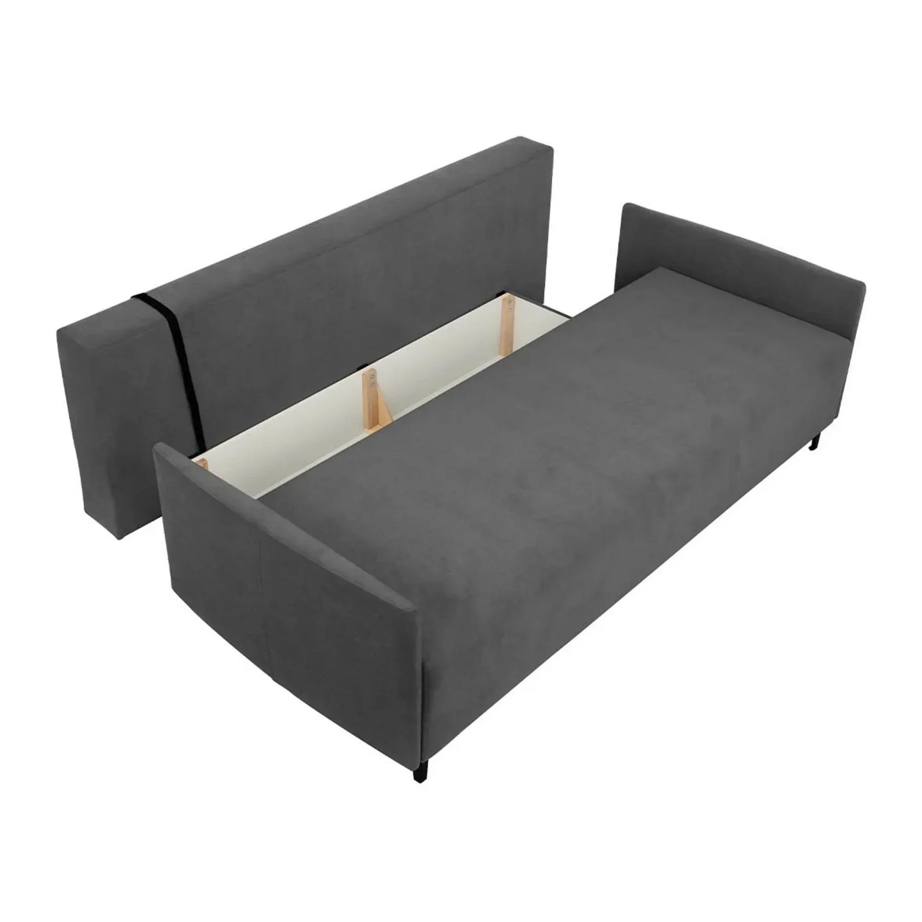 Canapea extensibila LOGAN, stofa catifelata gri - Mavel 14, 214x96x91 cm