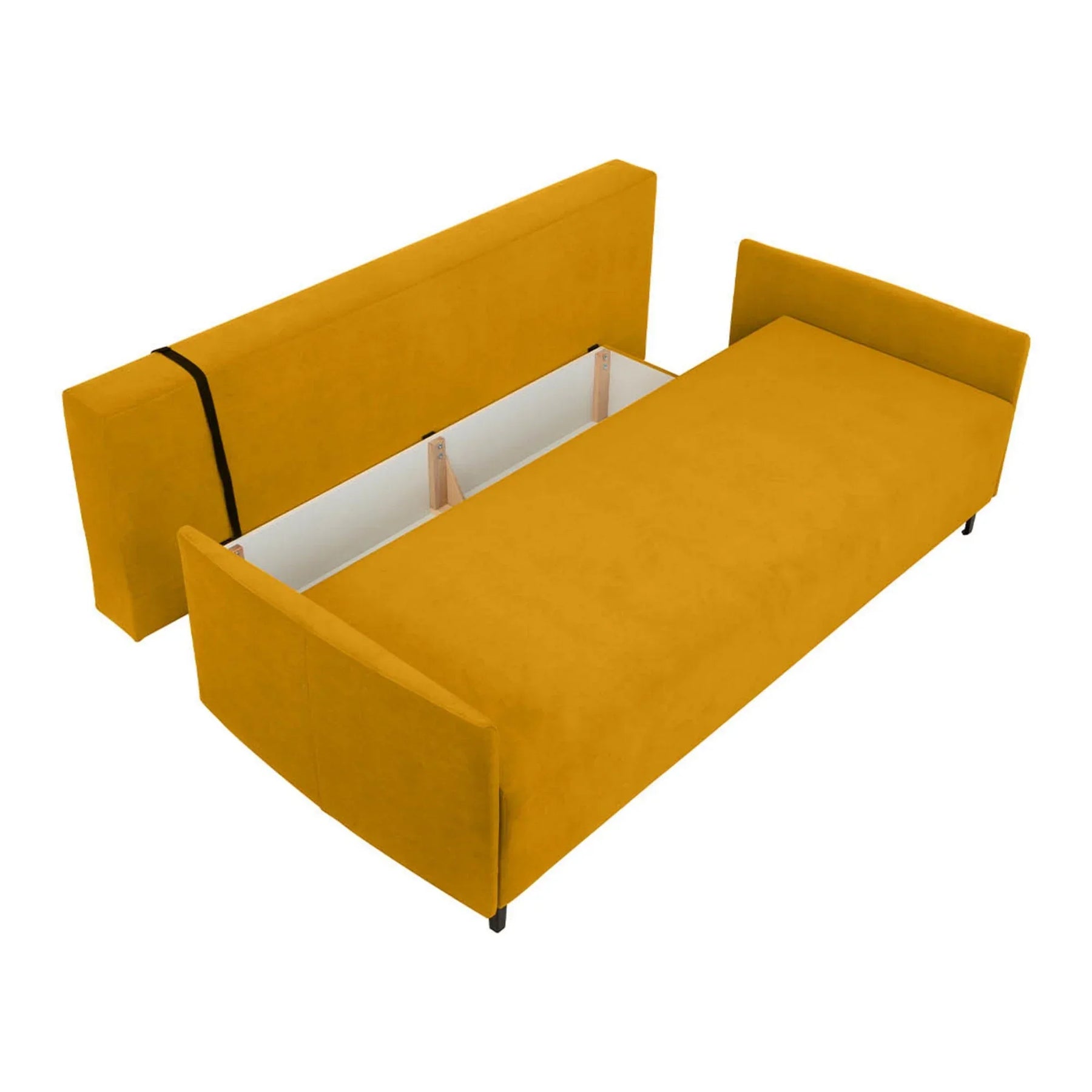 Canapea extensibila LOGAN, stofa catifelata galben - Mavel 68, 214x96x91 cm