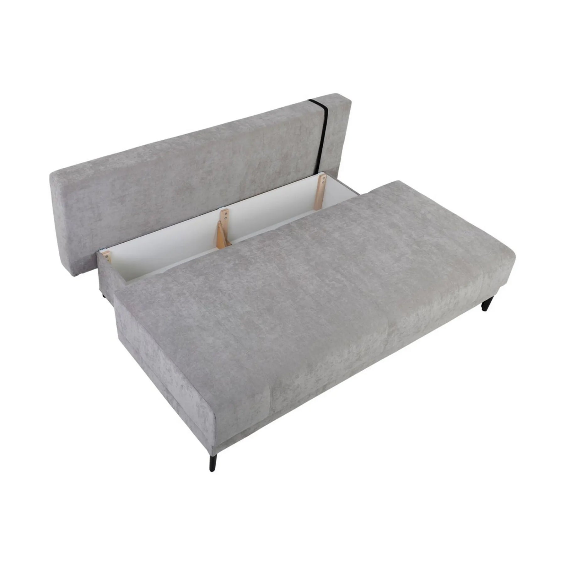 Canapea extensibila SENTILA, stofa catifelata bej - Wind 82, 198x106x91 cm