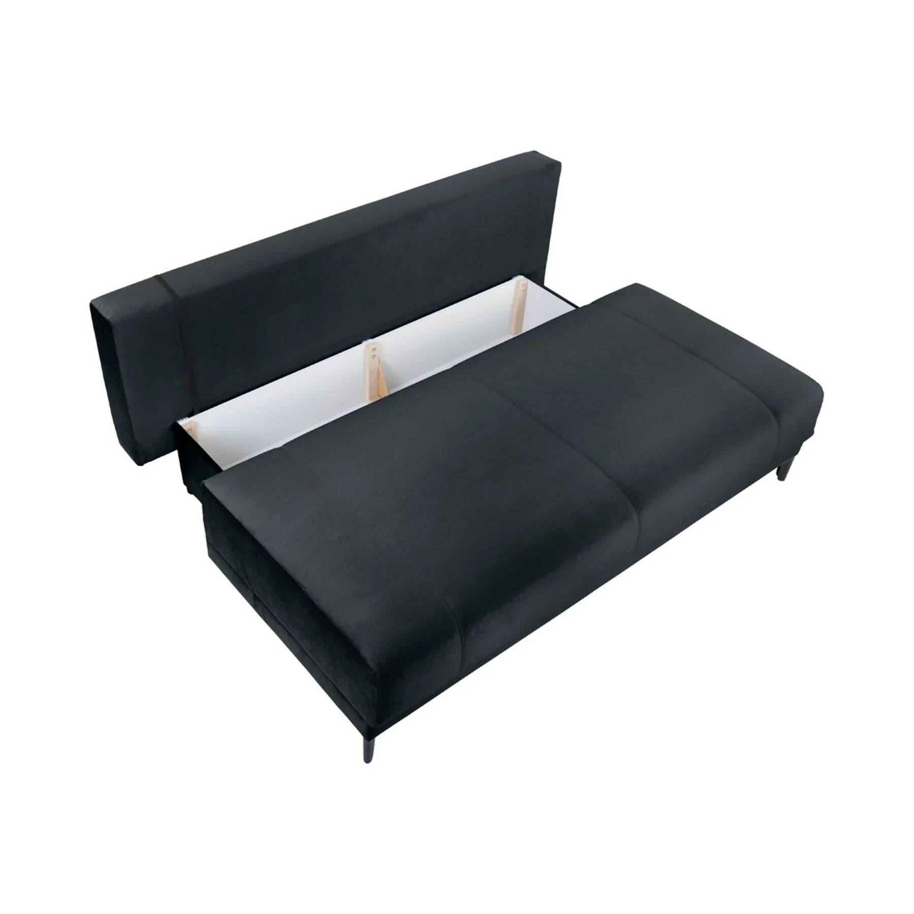 Canapea extensibila SENTILA, stofa catifelata negru - Wind 99, 198x106x91 cm