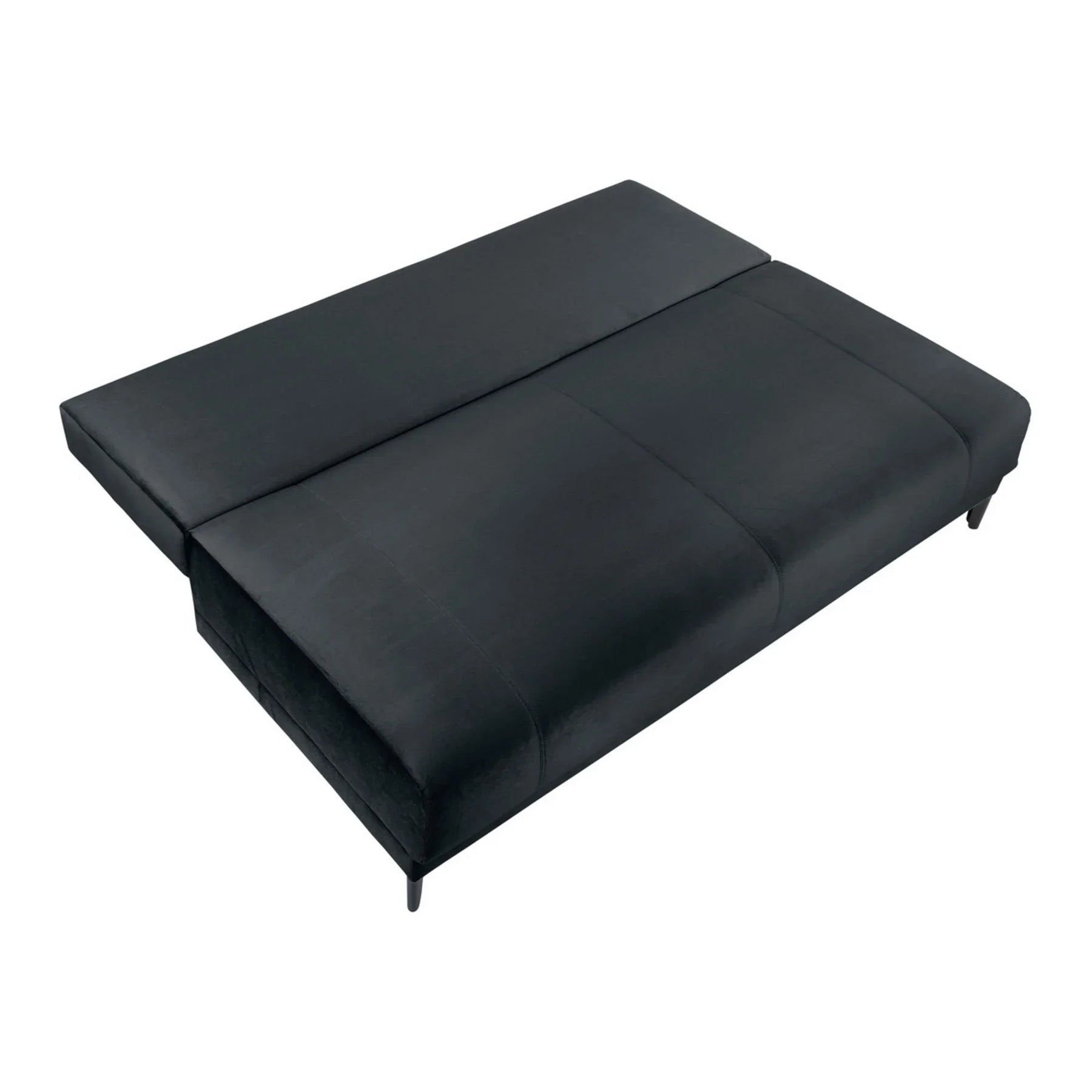 Canapea extensibila SENTILA, stofa catifelata negru - Wind 99, 198x106x91 cm
