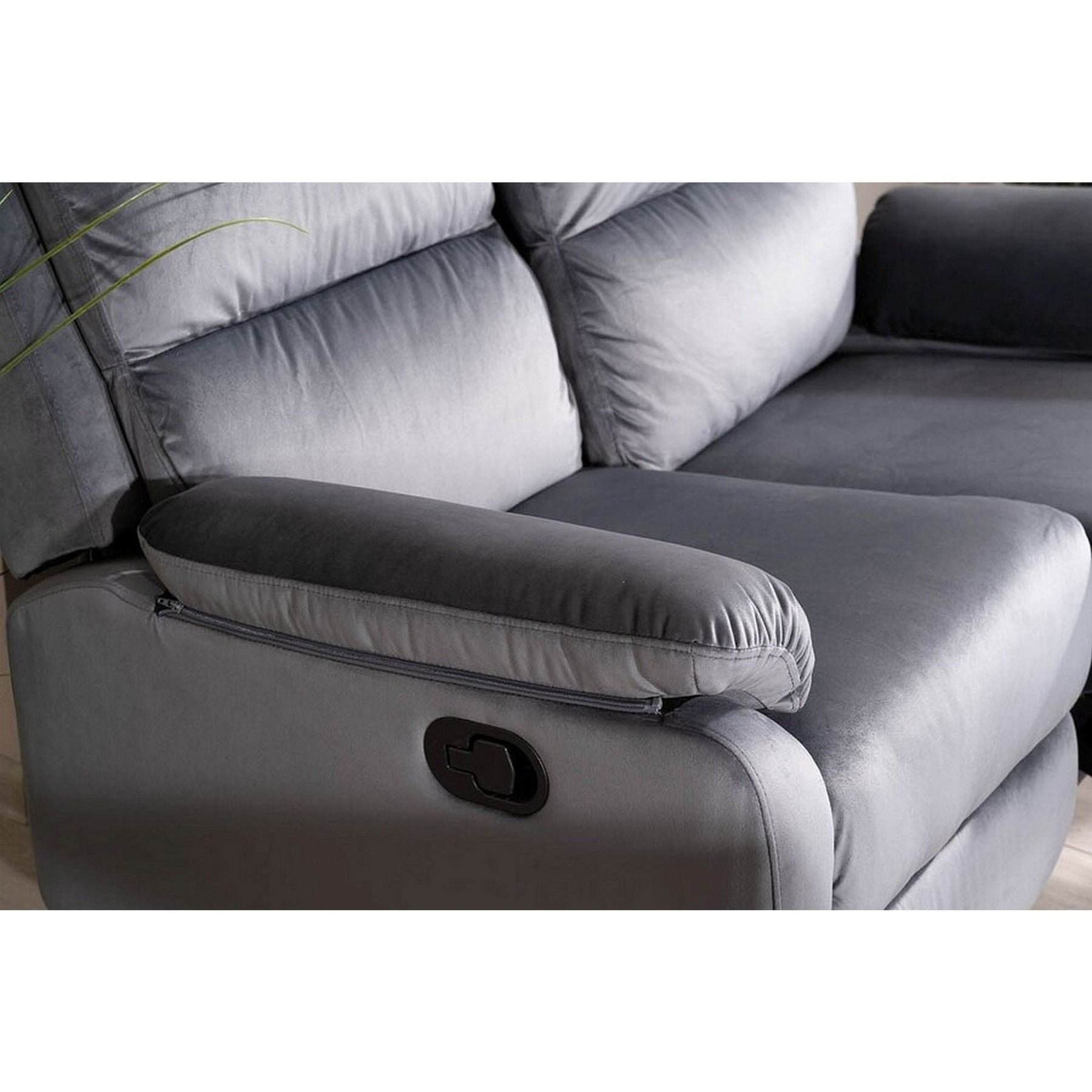Canapea recliner SPENCER 2, stofa catifelata gri, 136x94x101 cm