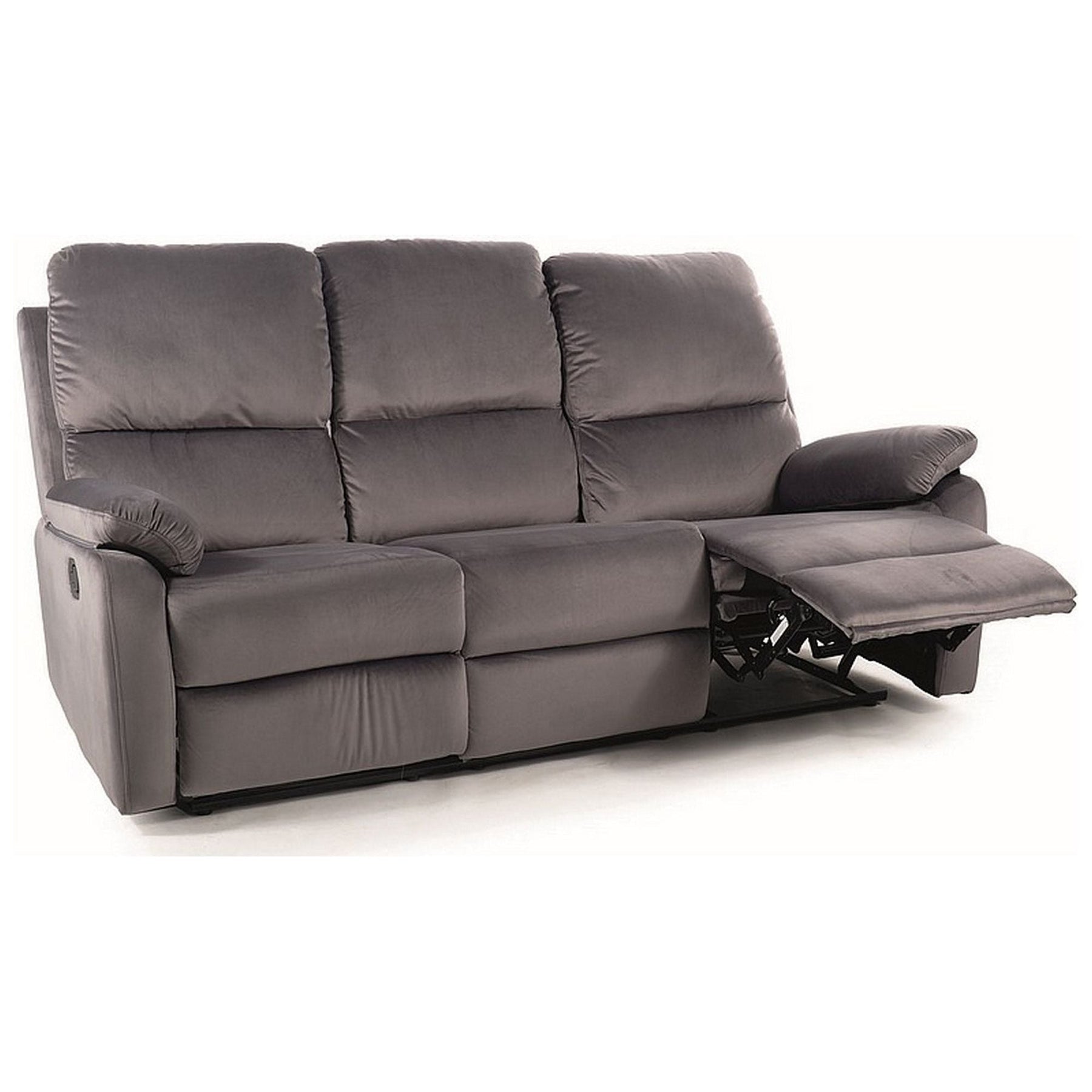 Canapea recliner SPENCER 3, stofa catifelata gri, 193x94x101 cm