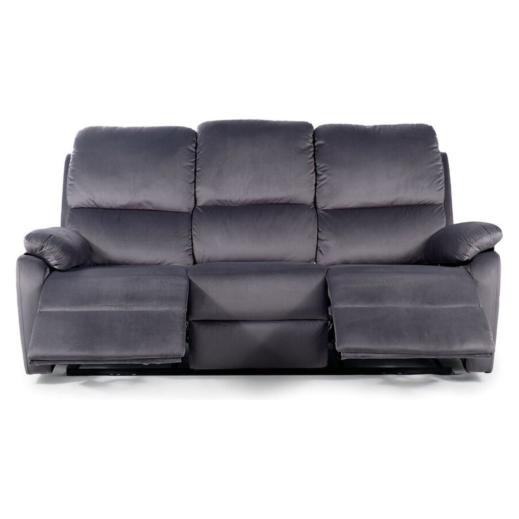 Canapea recliner SPENCER 3, stofa catifelata gri, 193x94x101 cm