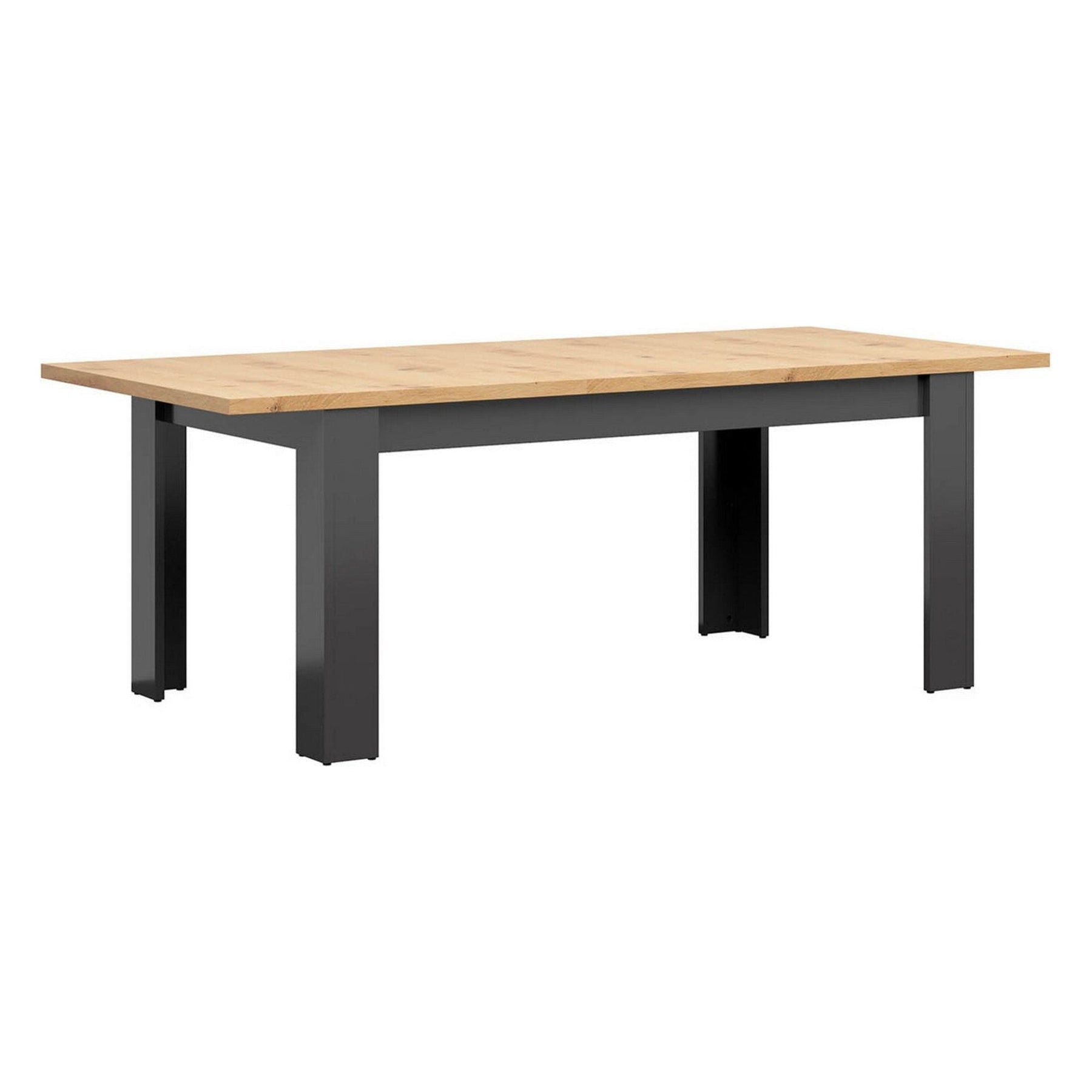 Masa extensibila Hesen, gri grafit/stejar artizanal, PAL, 160-200x90x76 cm