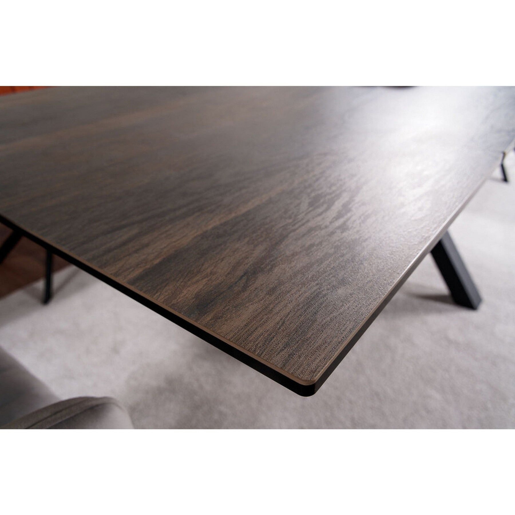 Masa extensibila COLUMBUS CERAMIC, sticla securizata/ceramica, maro/negru mat, 160-240x90x76 cm