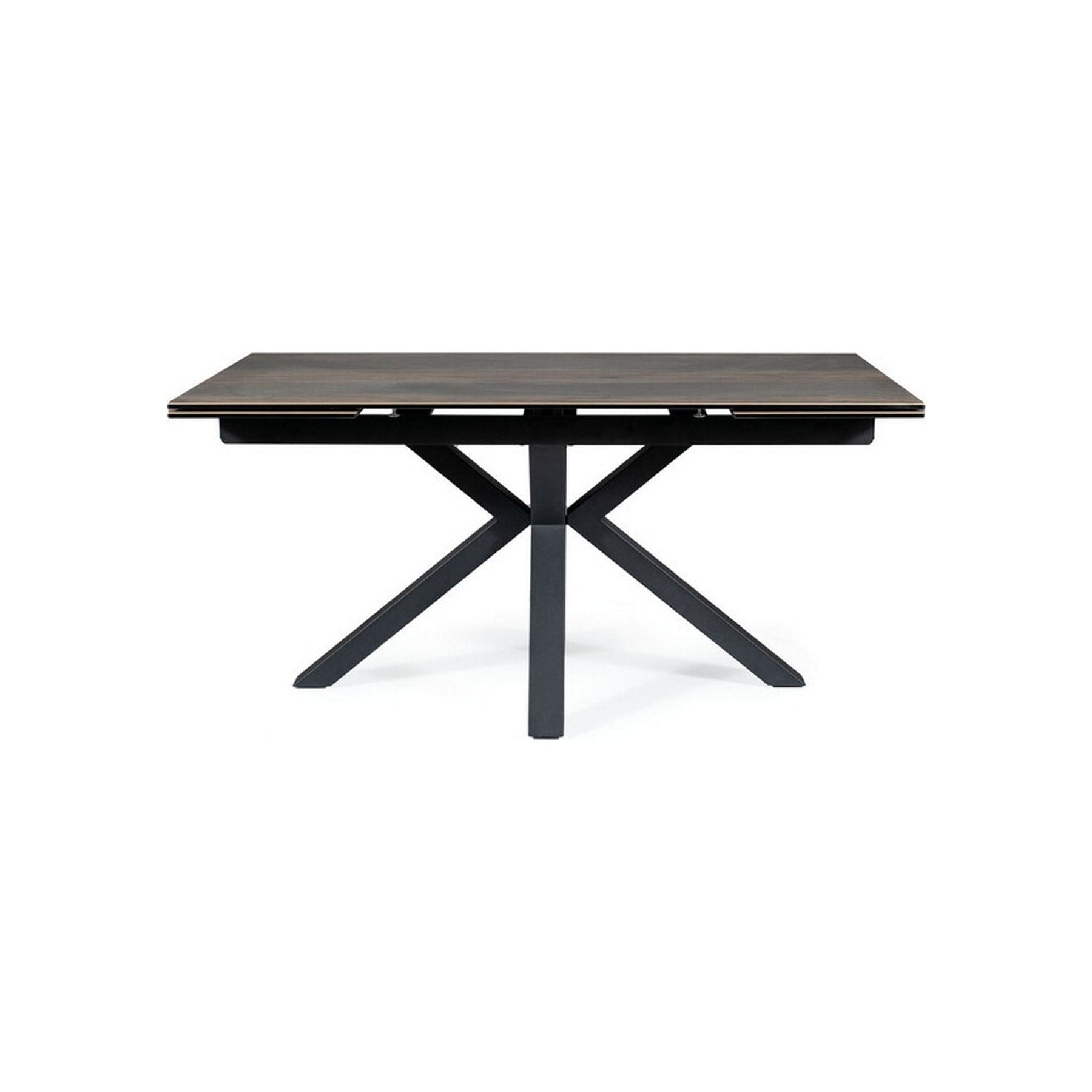 Masa extensibila COLUMBUS CERAMIC, sticla securizata/ceramica, maro/negru mat, 160-240x90x76 cm