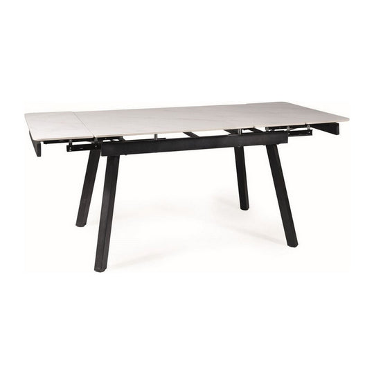 Masa extensibila JOHN, ceramica/metal, alb/negru mat, 120-180x85x76 cm