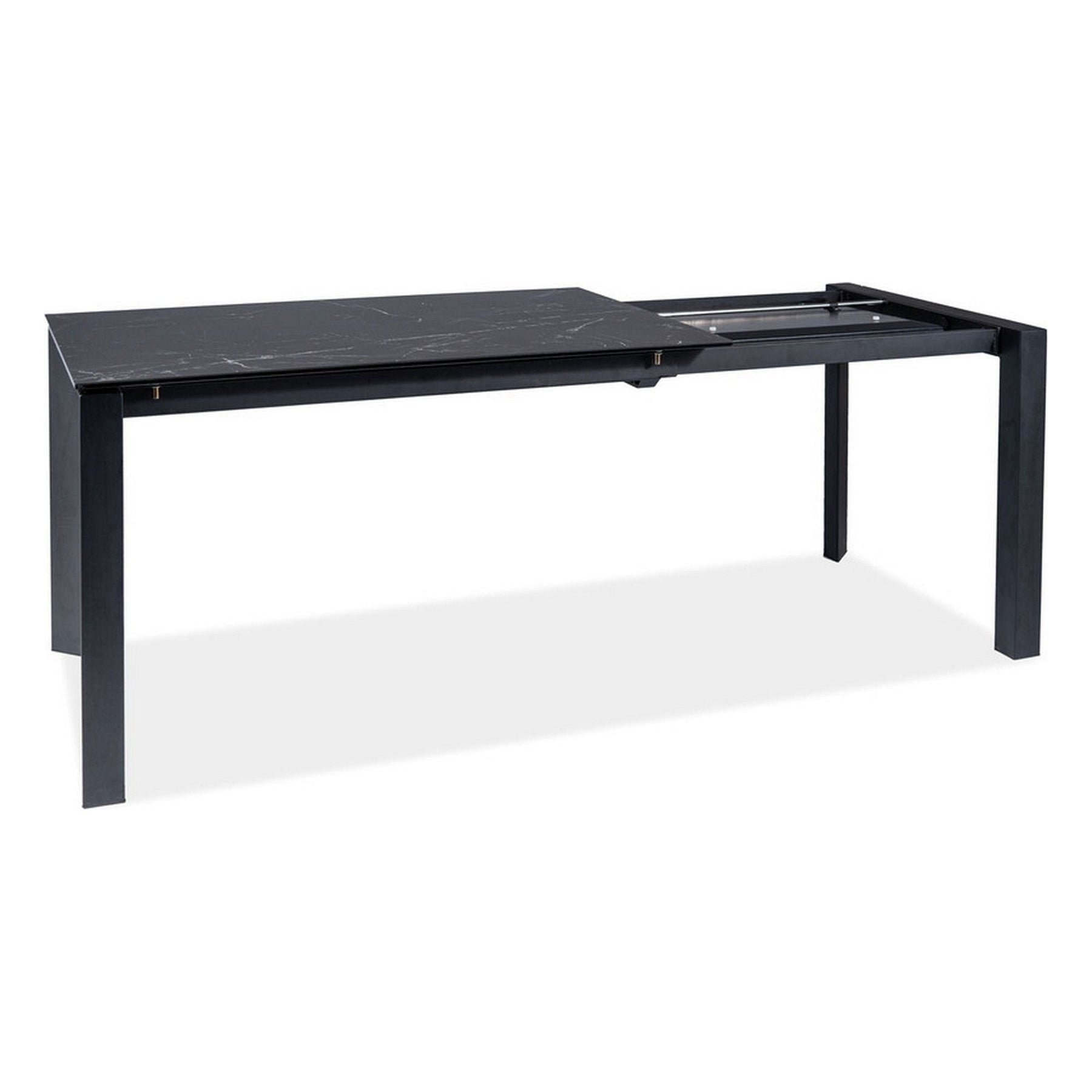 Masa extensibila METROPOL CERAMIC, sticla/ceramica, negru, 120-180x80x76 cm