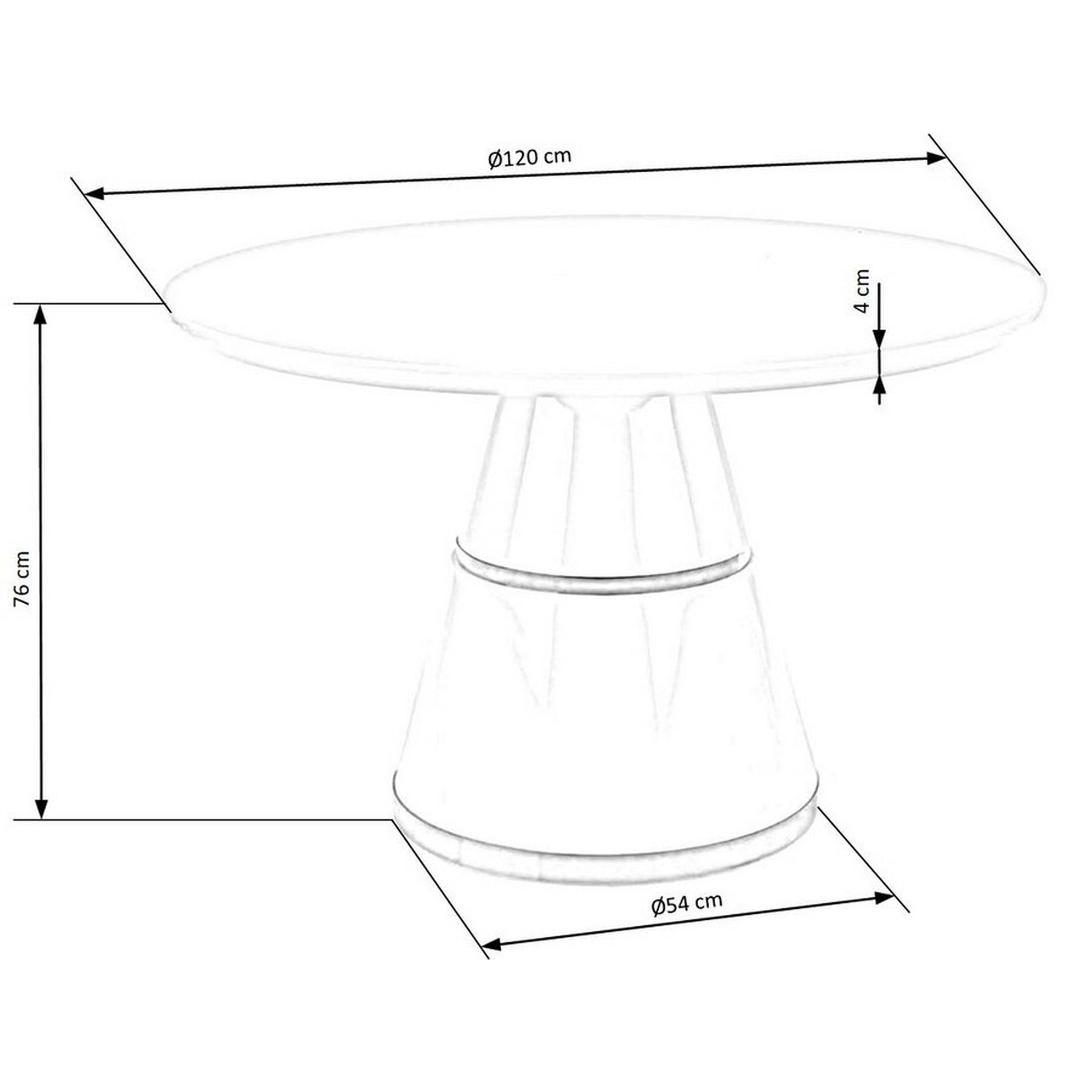 Masa rotunda Vegas, 120/76 cm