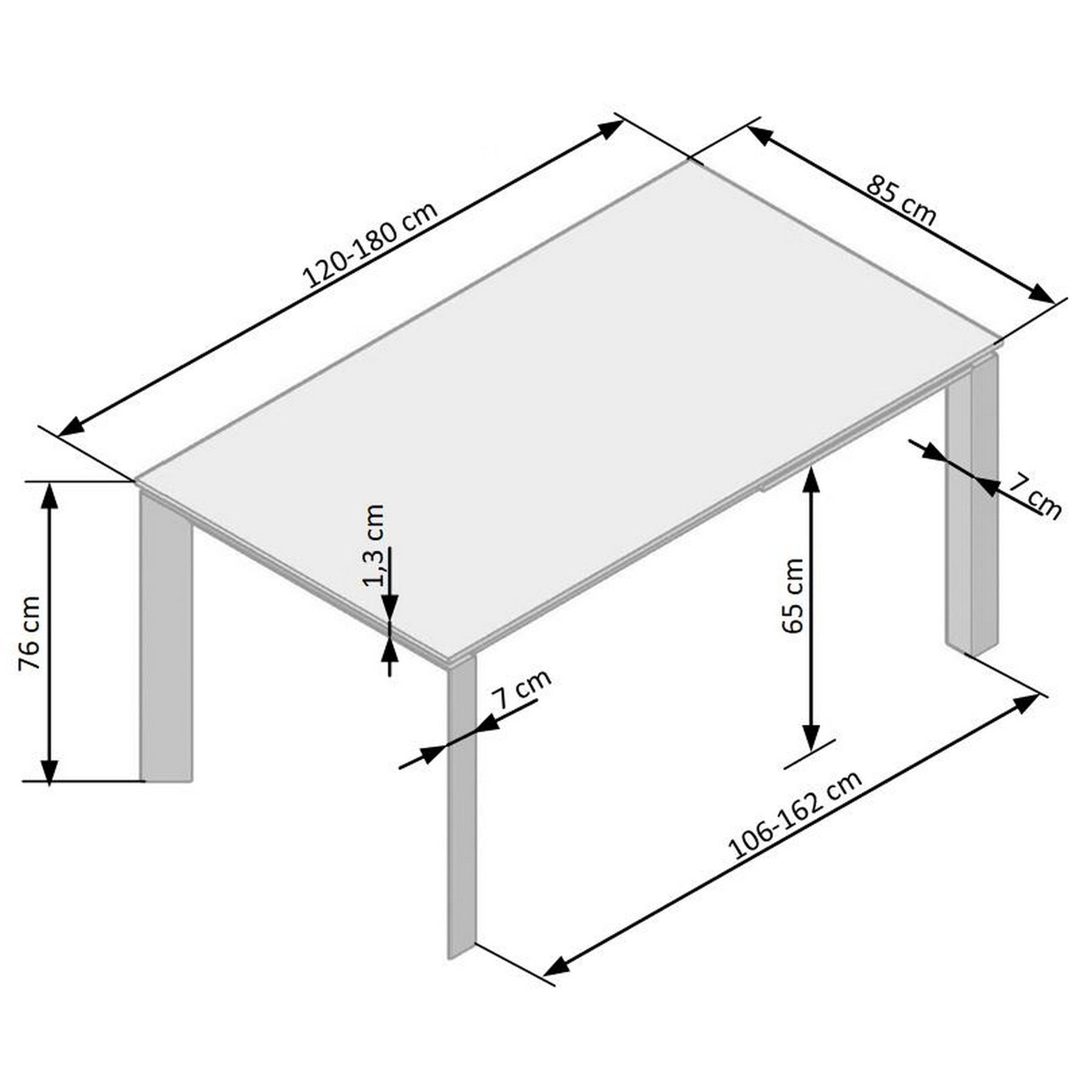 Masa dining cu blat extensibila Horizon, 120/180X85X76 CM