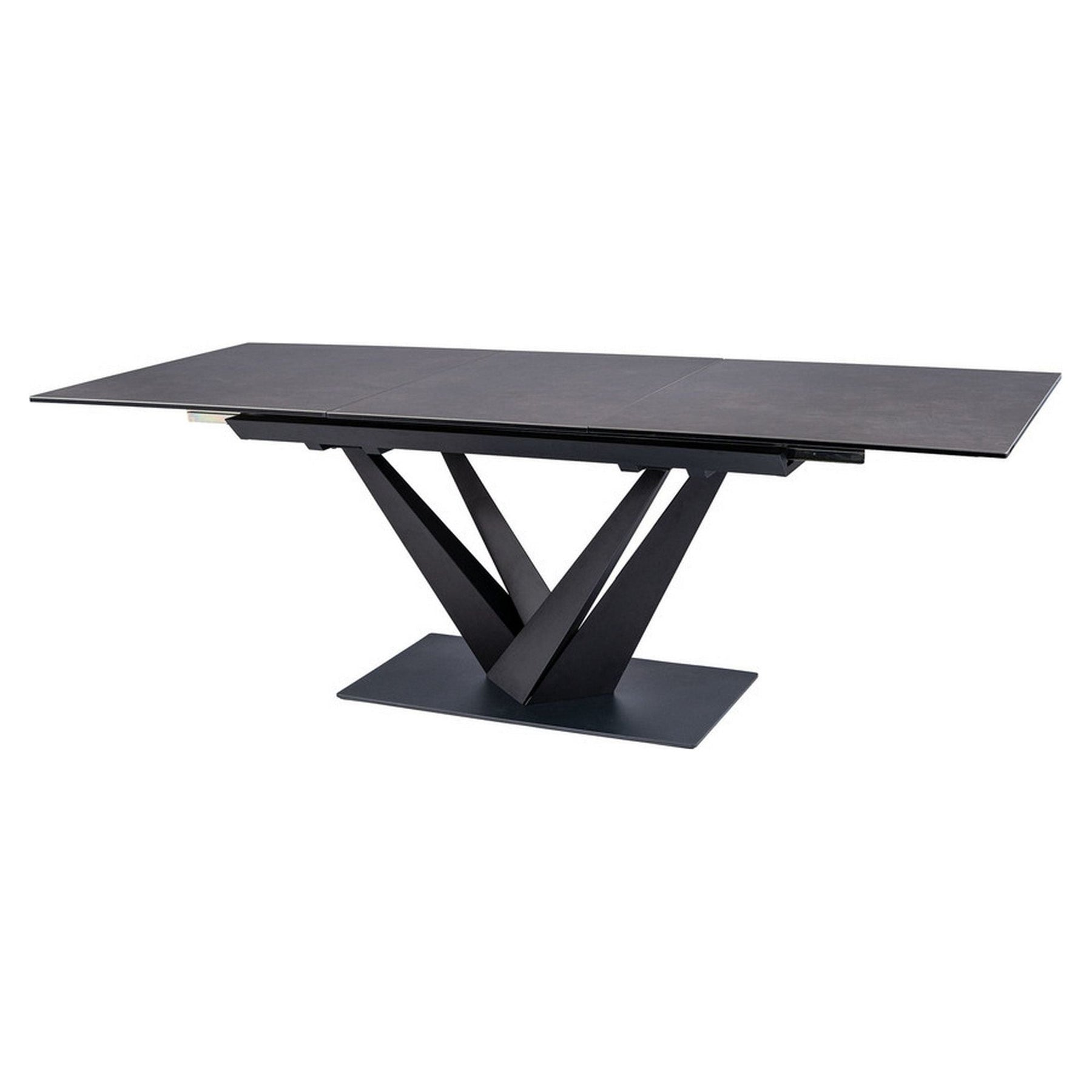 Masa extensibila SORENTO CERAMIC, sticla securizata/ceramica/metal, negru, 160-220x90x76 cm