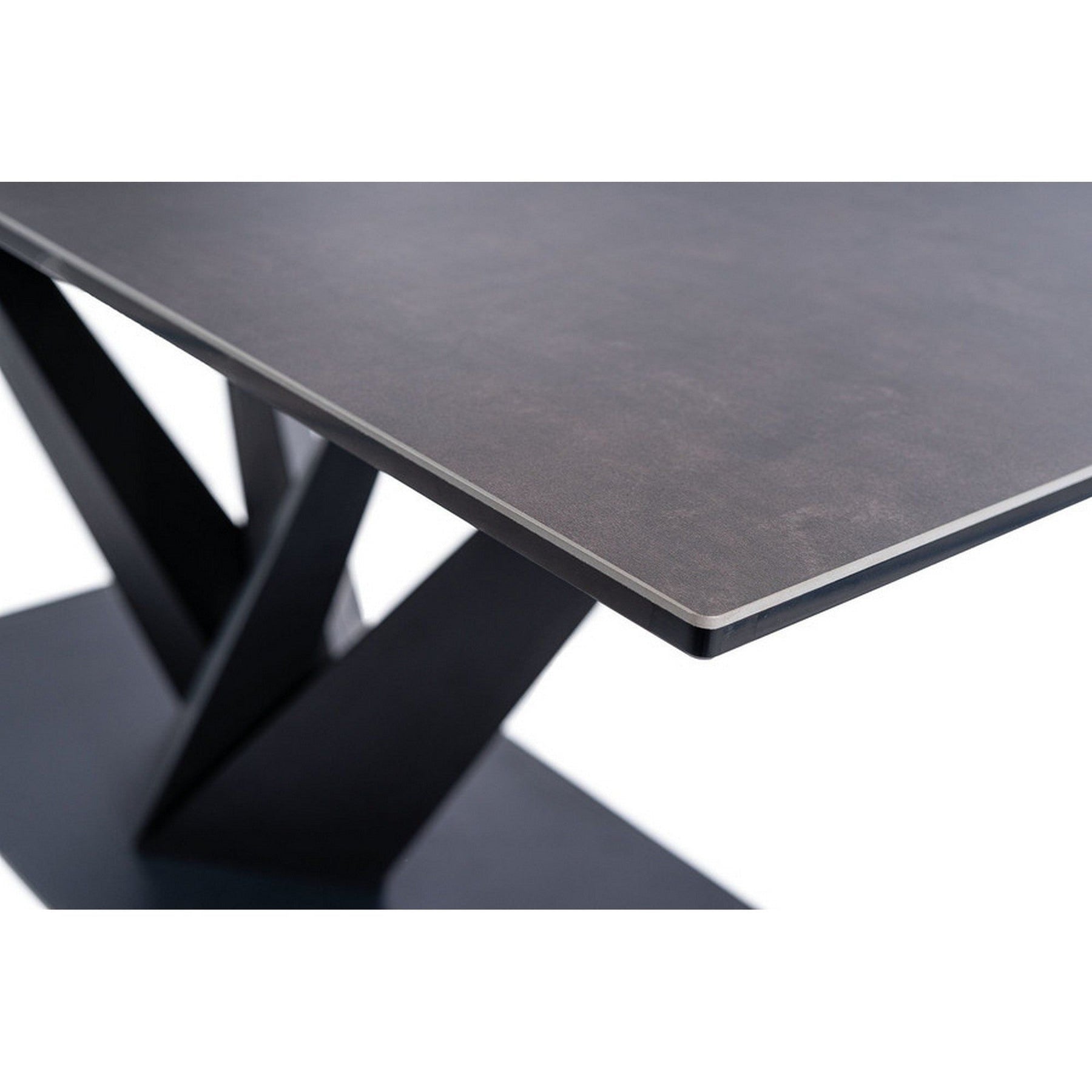 Masa extensibila SORENTO CERAMIC, sticla securizata/ceramica/metal, negru, 160-220x90x76 cm