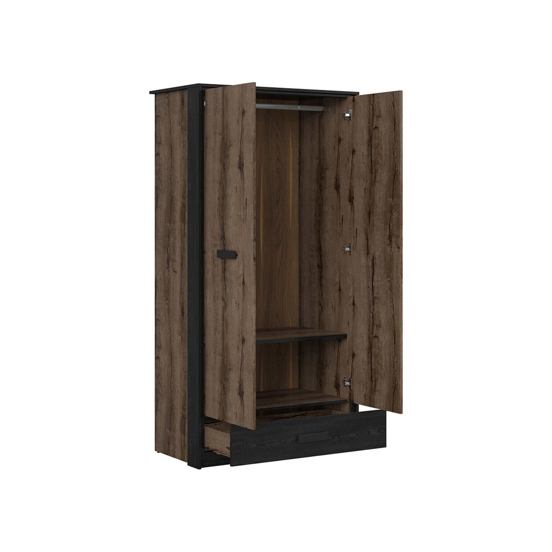 Dulap KASSEL, nuc/negru, PAL, 100x55x195 cm