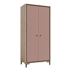 Dulap PARII PA01, stejar artisan/roz, PAL laminat, 89x54x196 cm