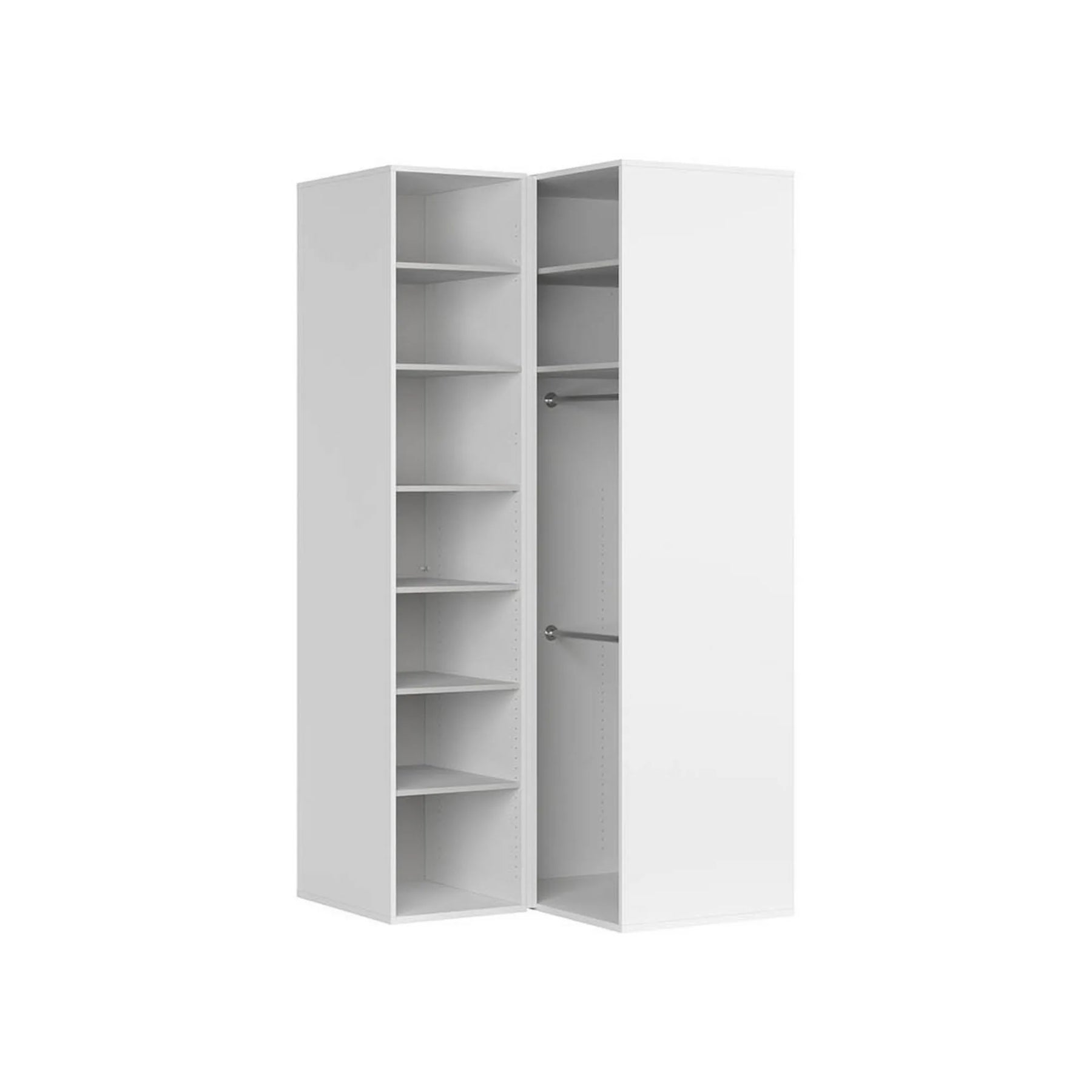 Dulap de colt FLEX, alb, PAL, cu 2 usi, 118x118x240 cm