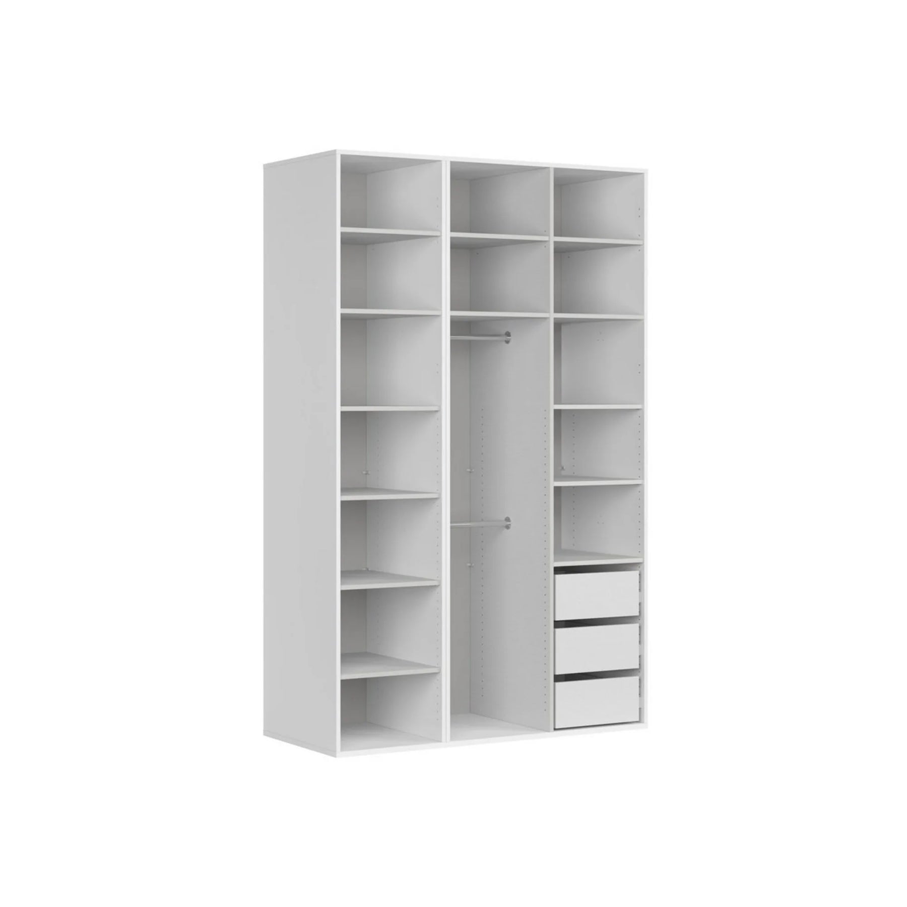 Dulap FLEX, alb/stejar, PAL, cu 3 usi, 150x66x240 cm