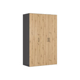 Dulap FLEX, gri grafit/stejar artisan, PAL, cu 3 usi, 150x66x240 cm