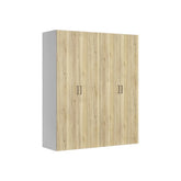 Dressing FLEX, alb/stejar, PAL, cu 4 usi, 200x66x240 cm